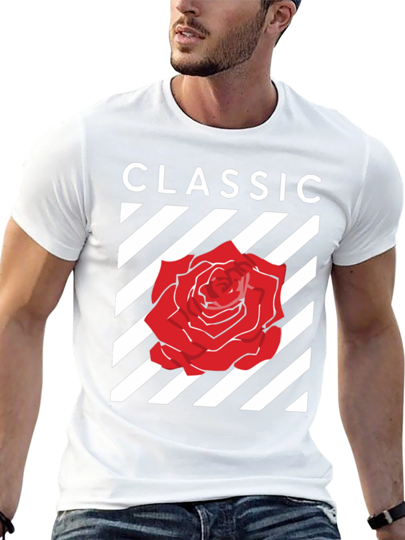Classic Rose Graphic Tee - Stylish Black T-Shirt