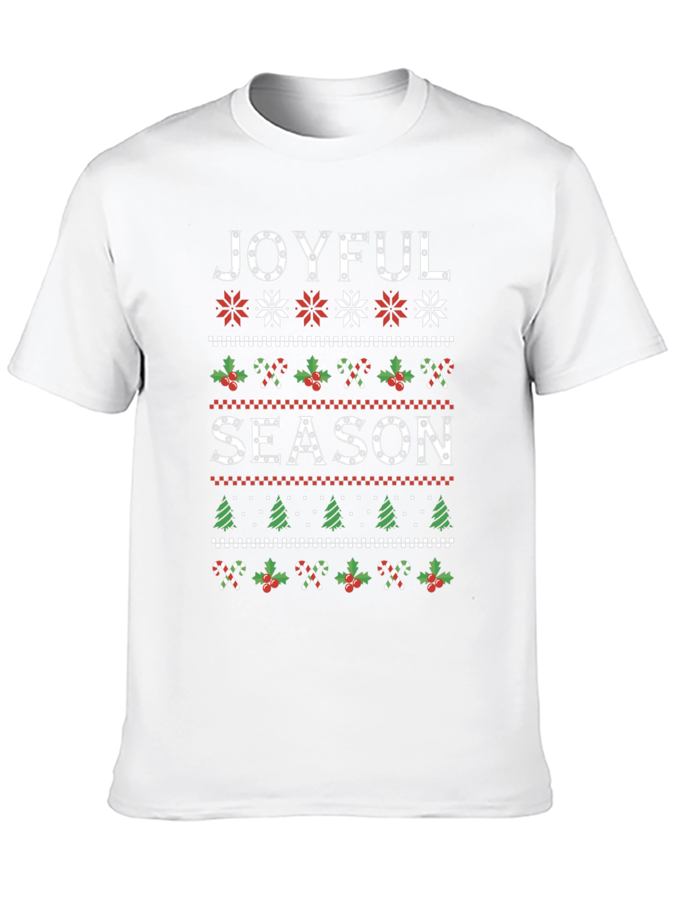 Joyful Season Ugly Christmas Sweater Style T-Shirt