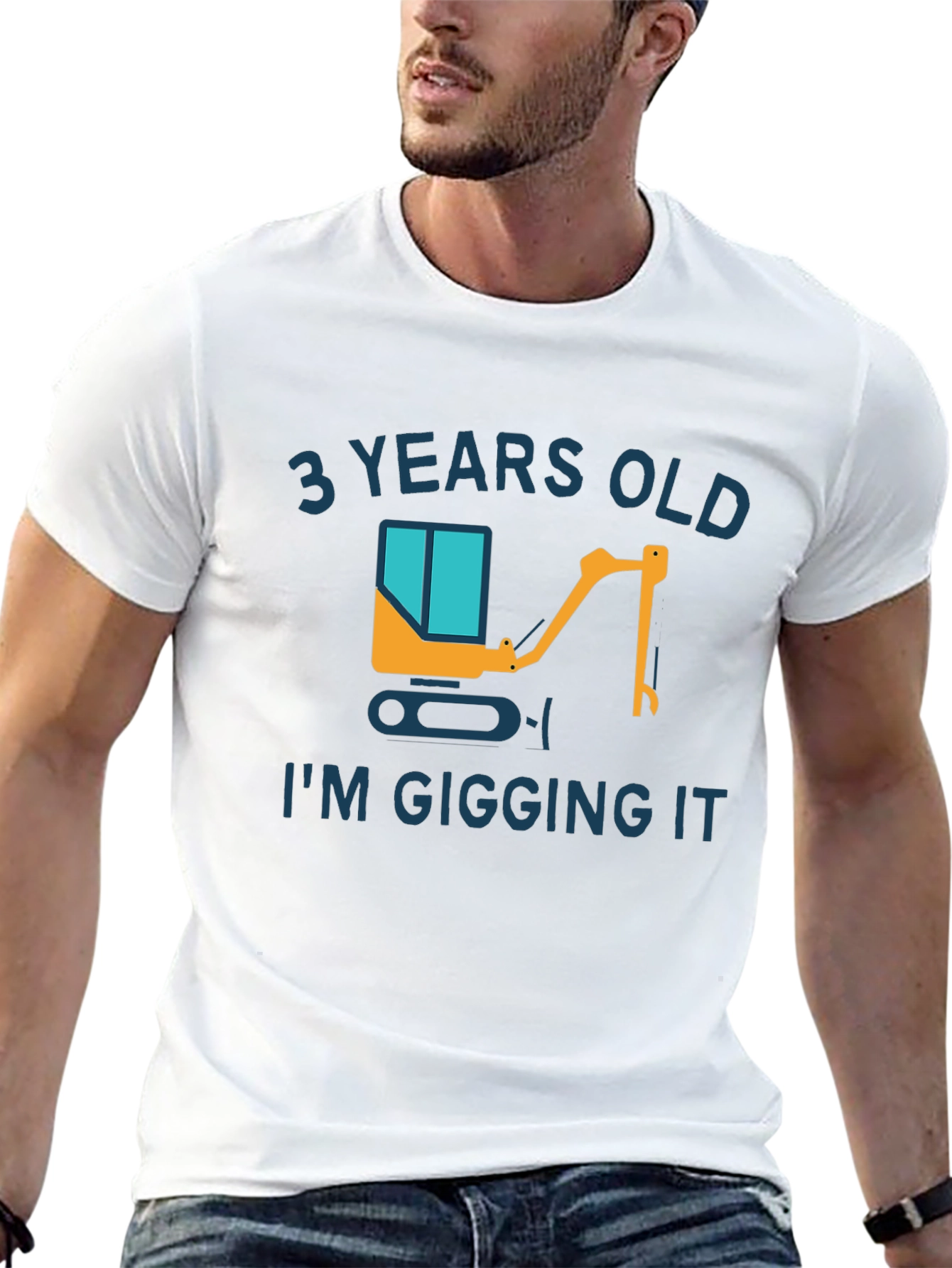 3 Years Old Excavator Graphic T-Shirt