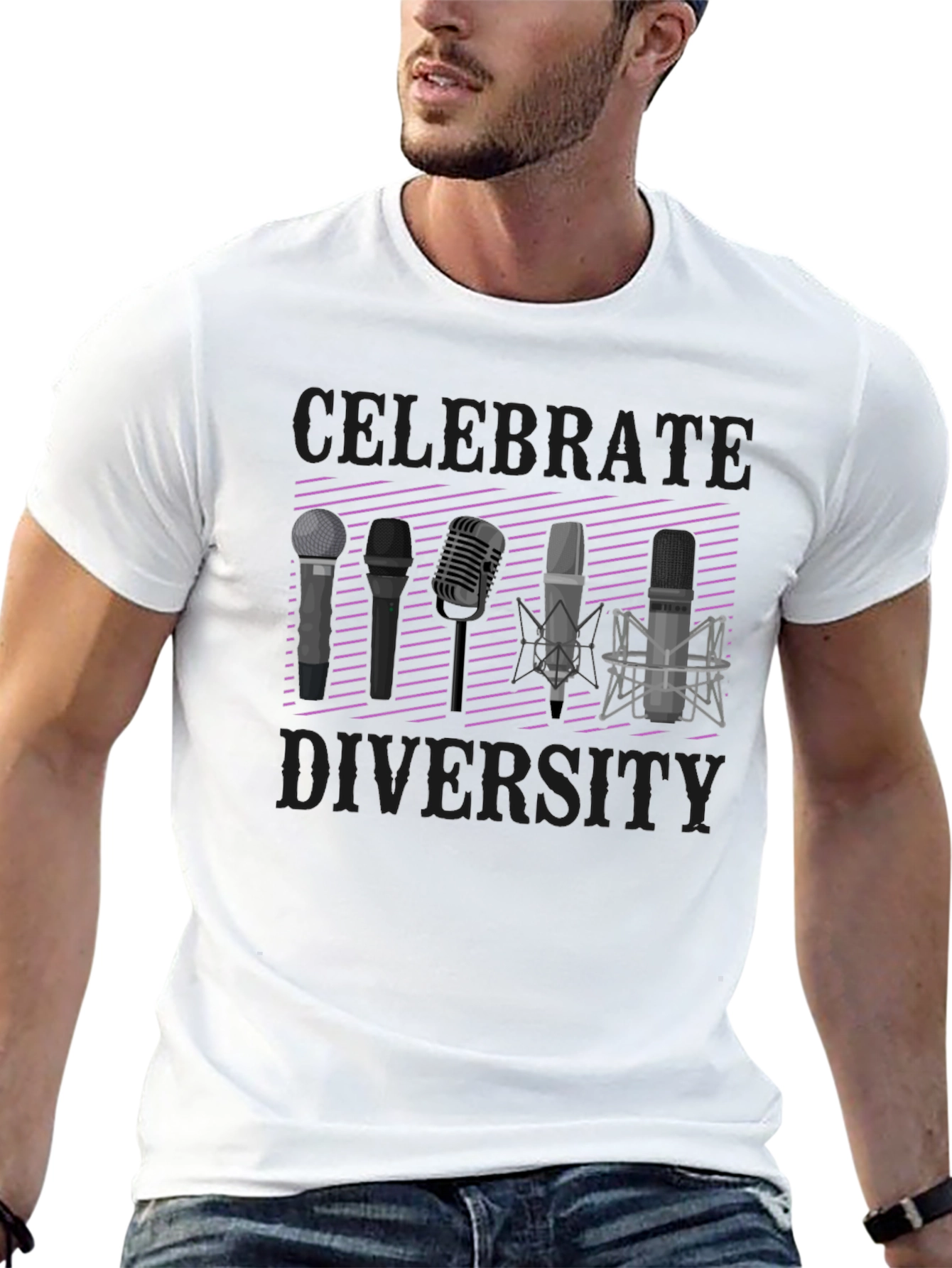 Celebrate Diversity T-Shirt: Microphone Graphic Tee