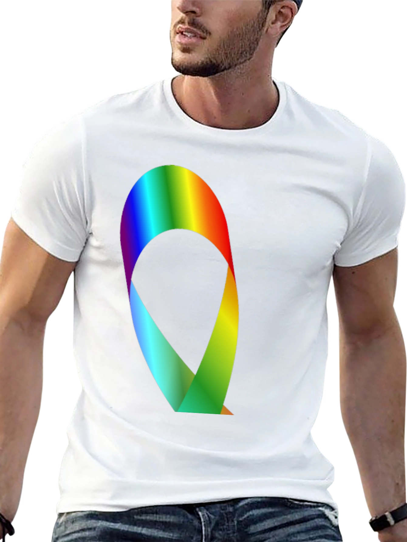 Rainbow Ribbon Graphic Black T-Shirt