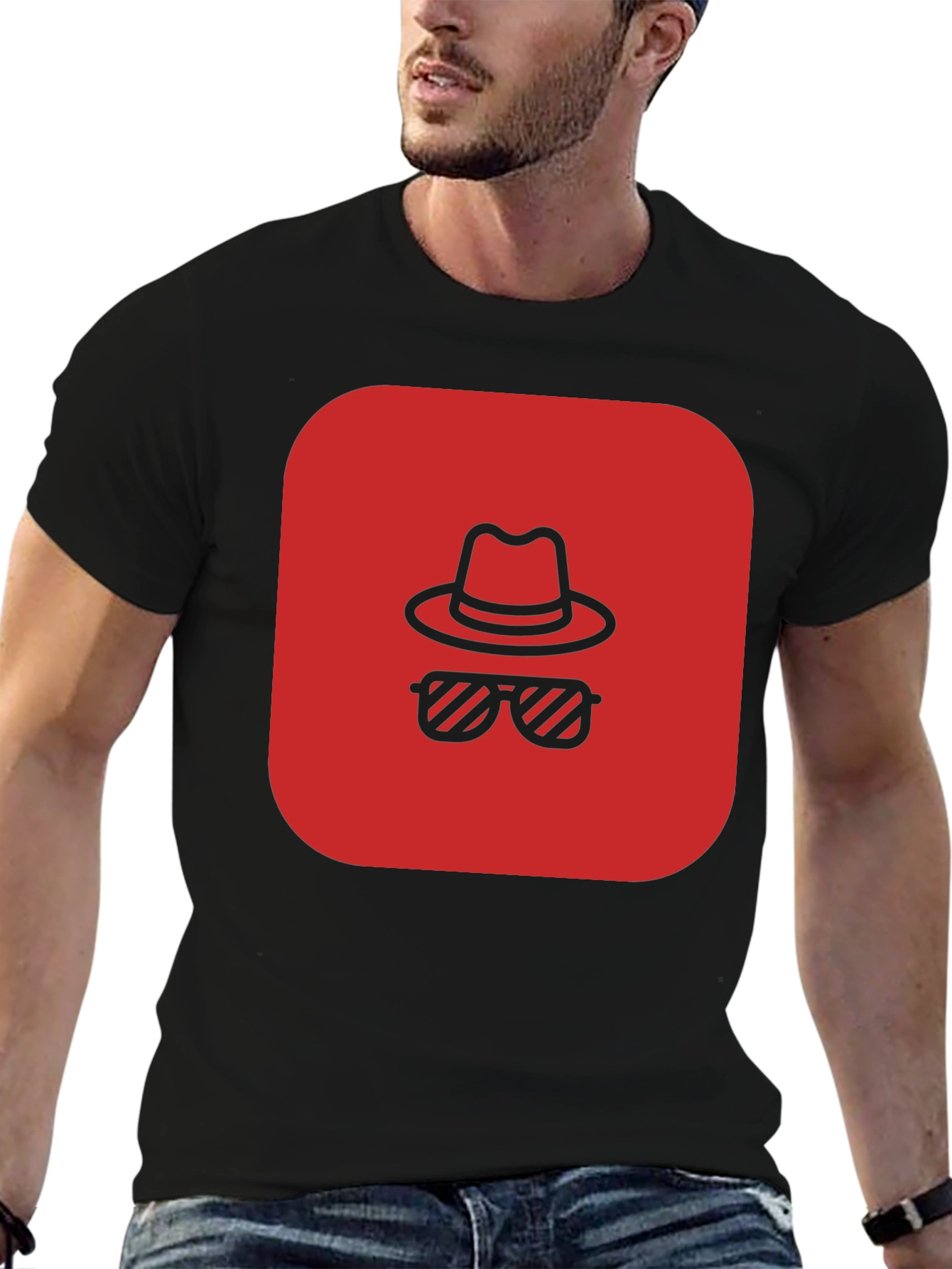Red Spy Icon Black T-Shirt
