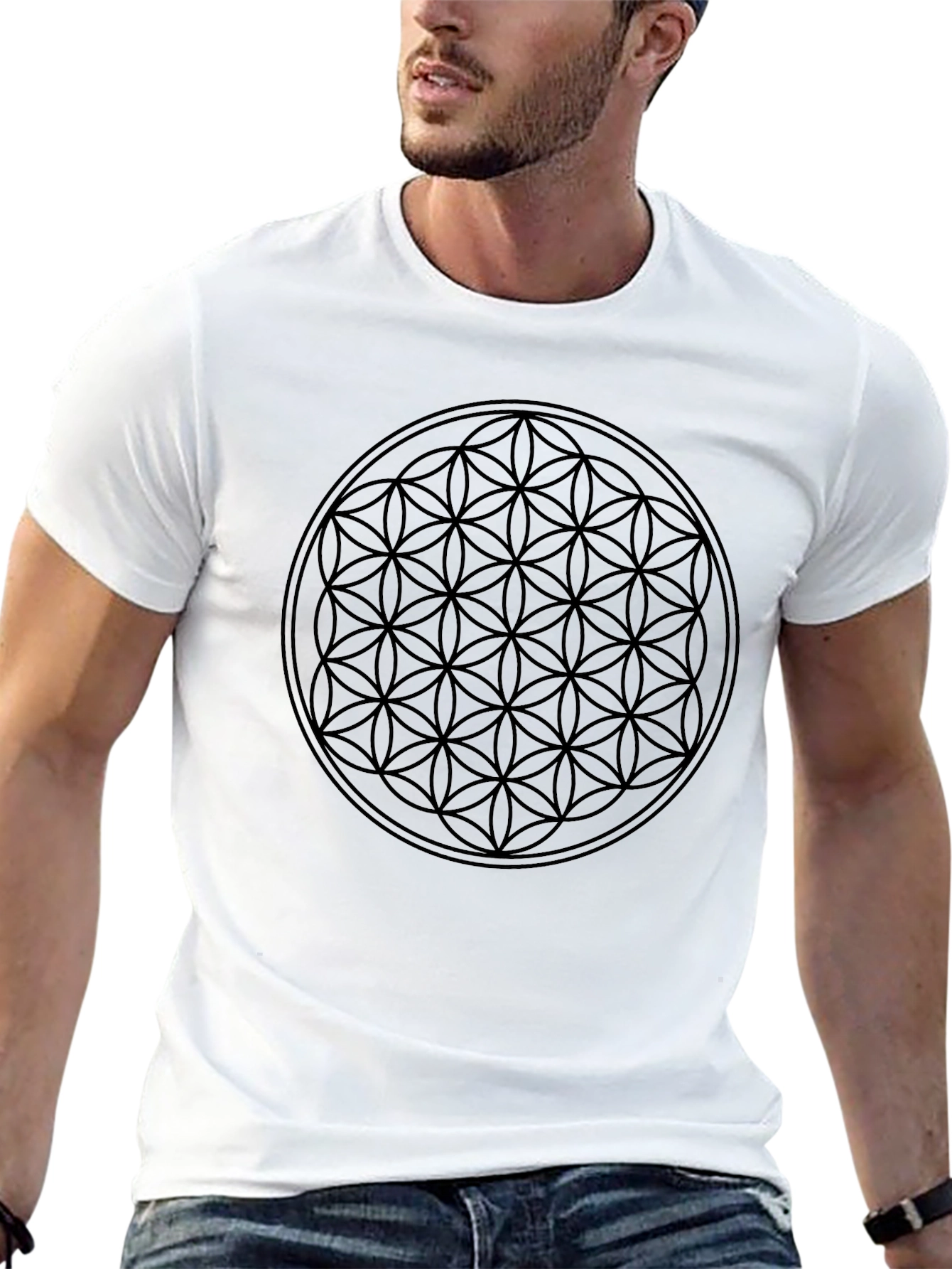 Black Flower of Life Graphic Tee