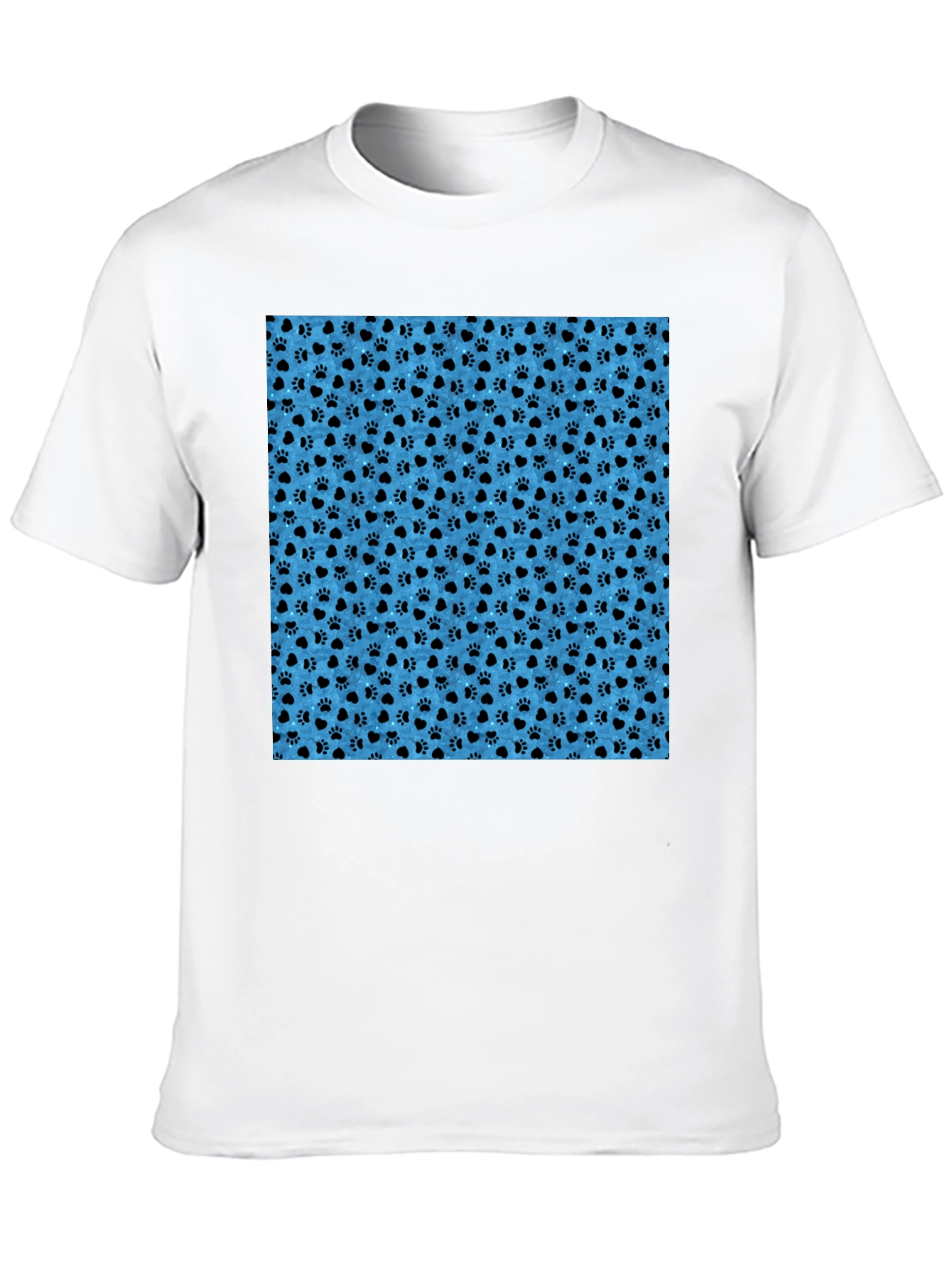 Paw Print Pattern Mens Black T-Shirt