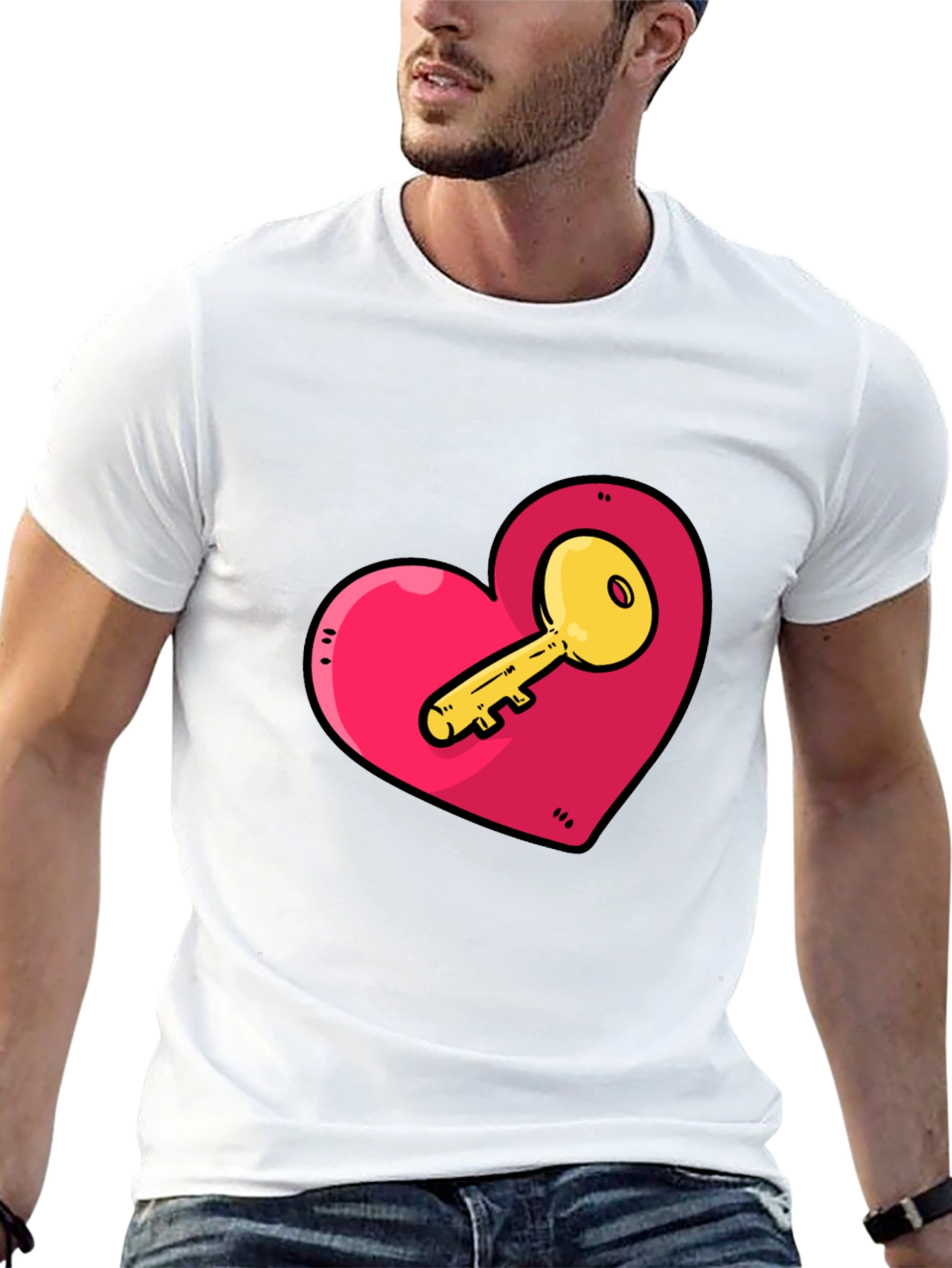 Heart Key Graphic Tee - Unlock Your Style!