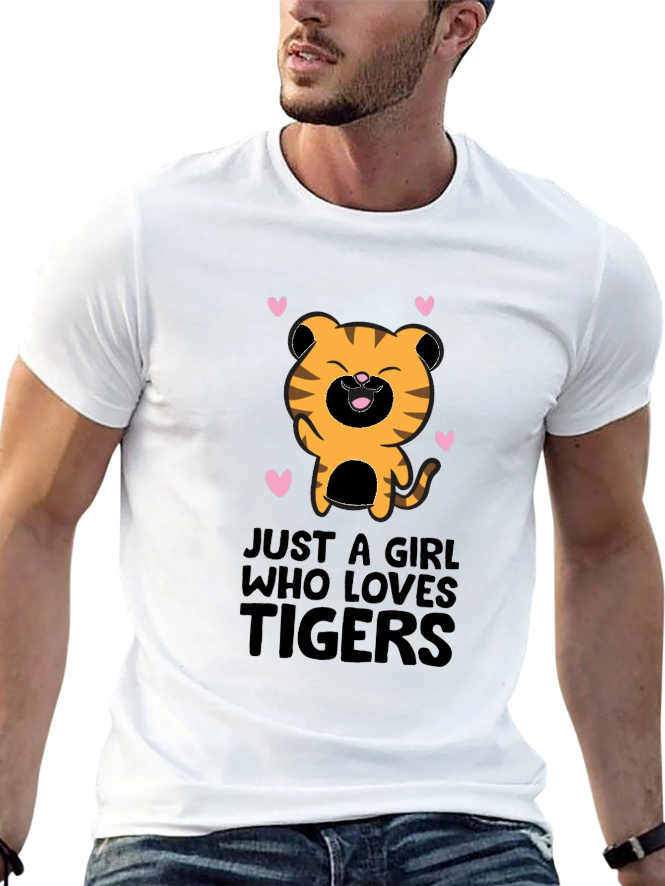 Girl Who Loves Tigers Black Graphic T-Shirt
