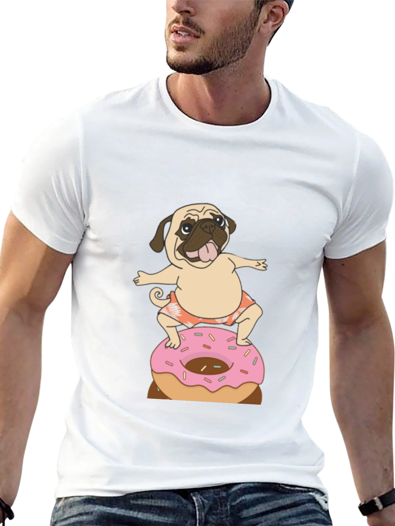 Pug on Donut T-Shirt - Fun & Casual Wear