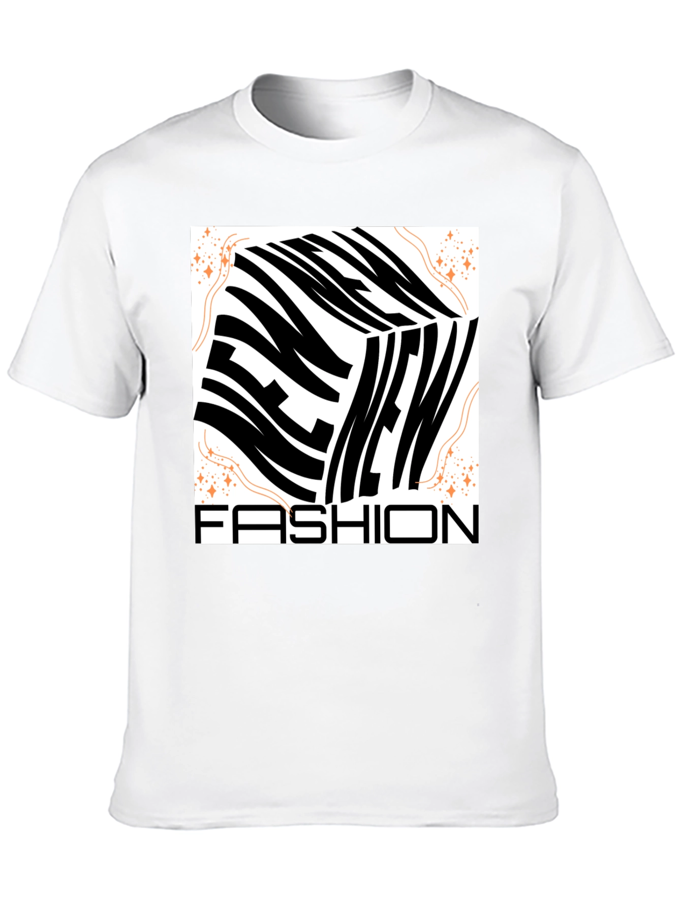 New Fashion Graphic Tee - Mens Black Crew Neck