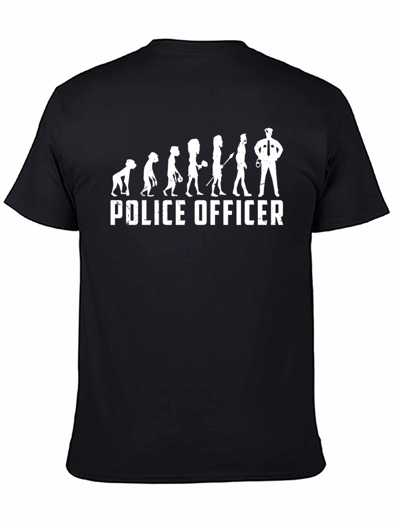 Police Officer Evolution Black Graphic Tee
