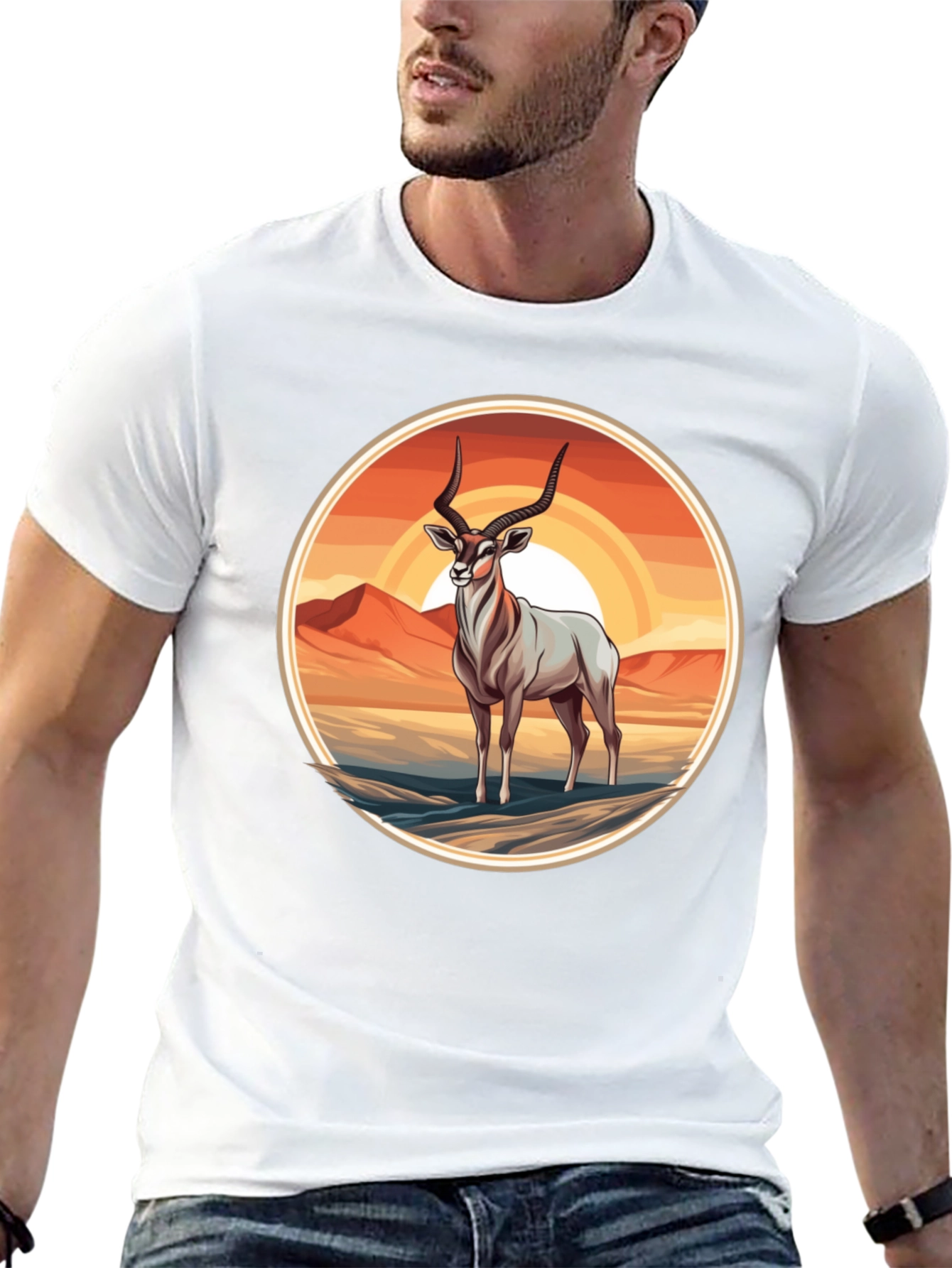 Antelope Graphic Tee - Desert Sunset Design
