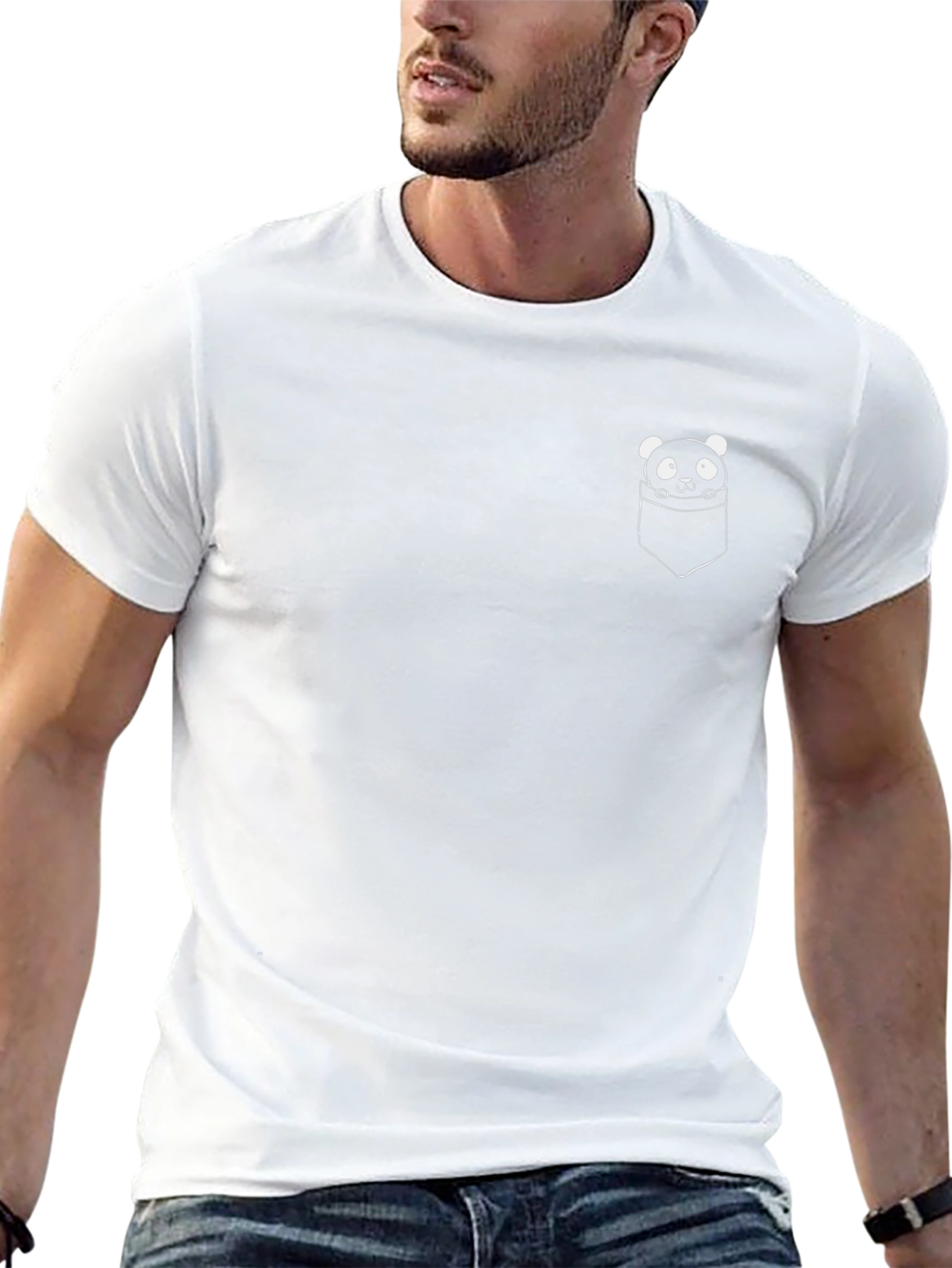 Cute Panda in Pocket Graphic Tee - Black