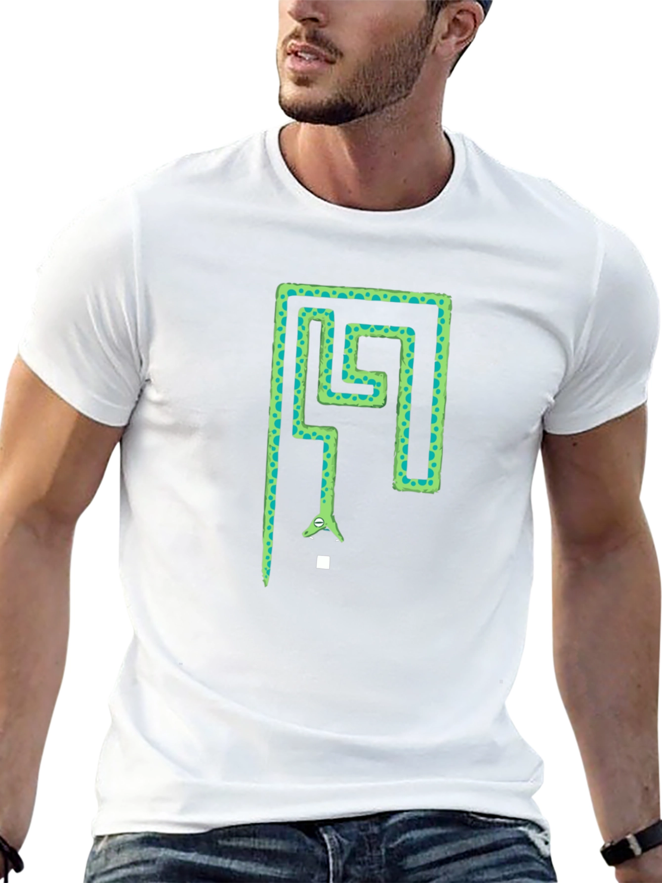 Snake Maze Graphic Tee - Black Cotton T-Shirt