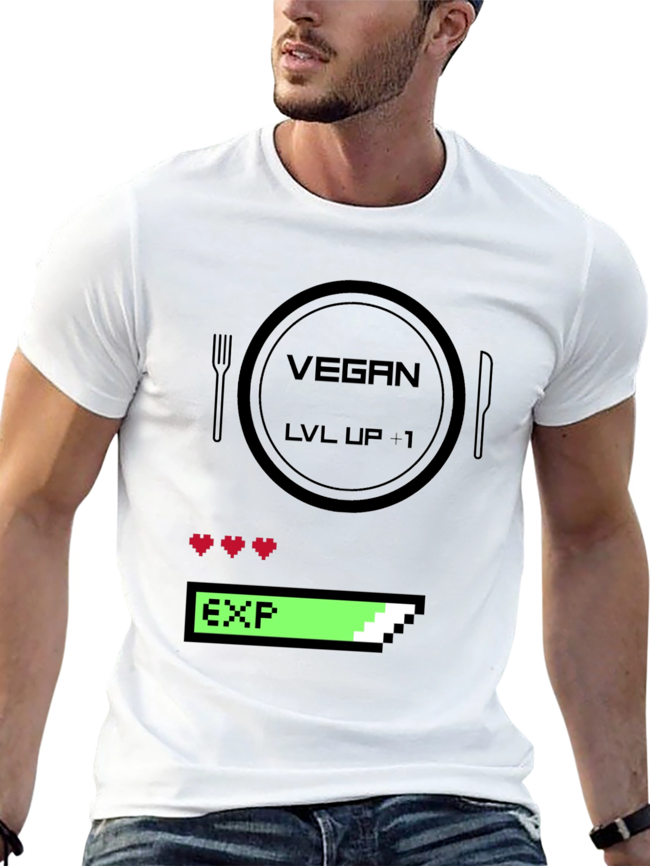 Vegan Gamer Level Up T-Shirt - Black