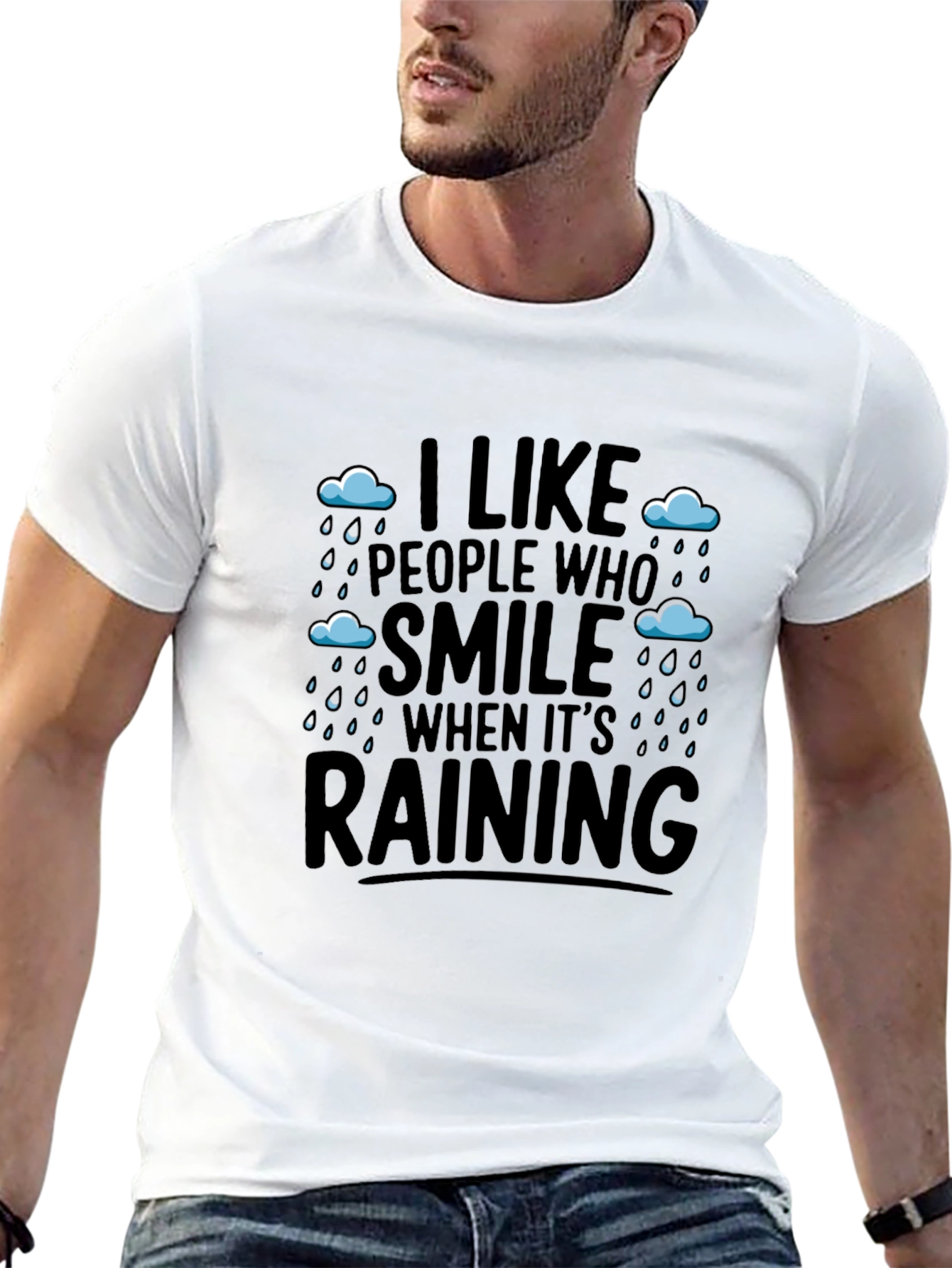 Rainy Day Smile T-Shirt - Uplifting Black Tee