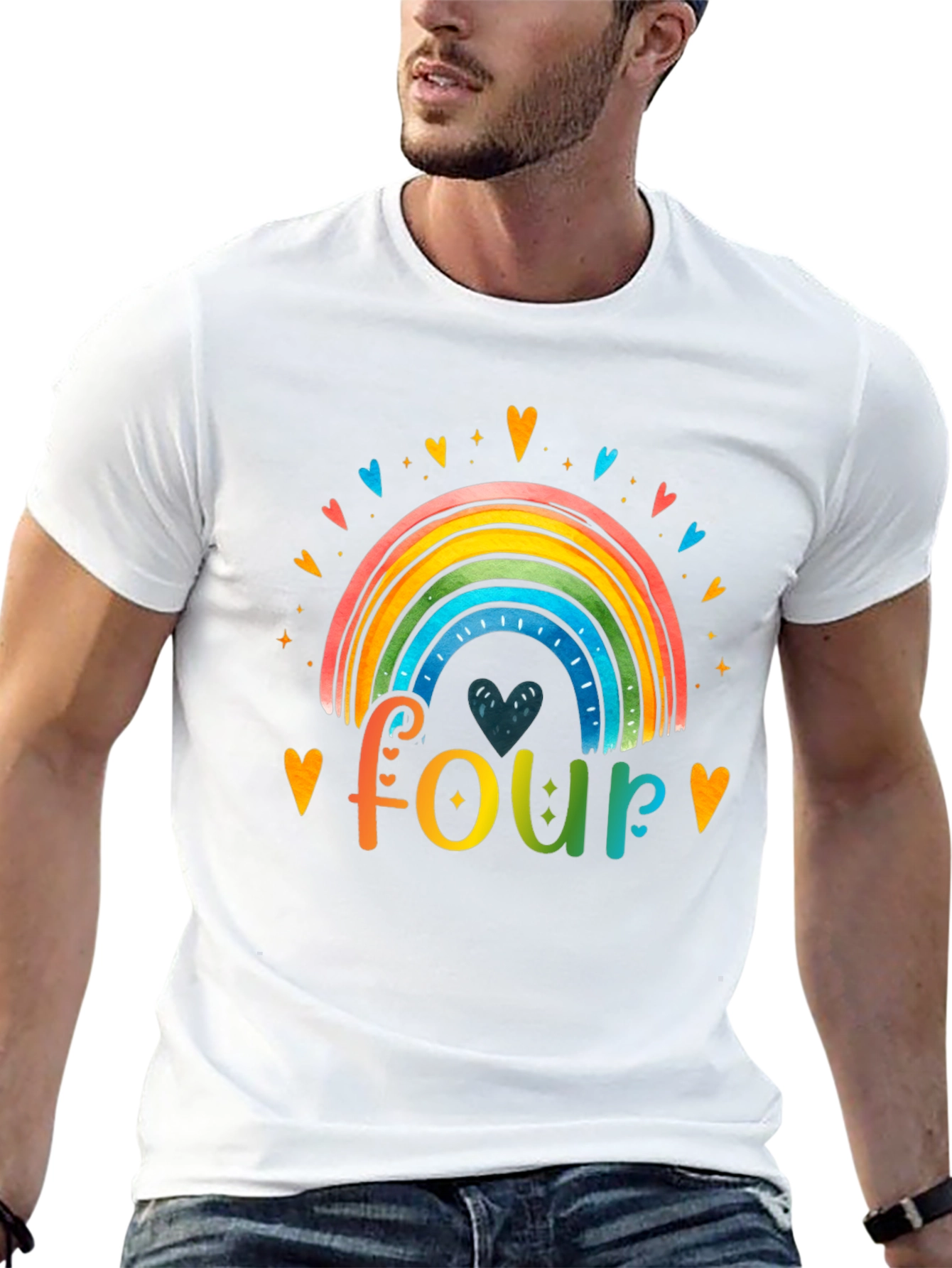 Rainbow Four Birthday Shirt