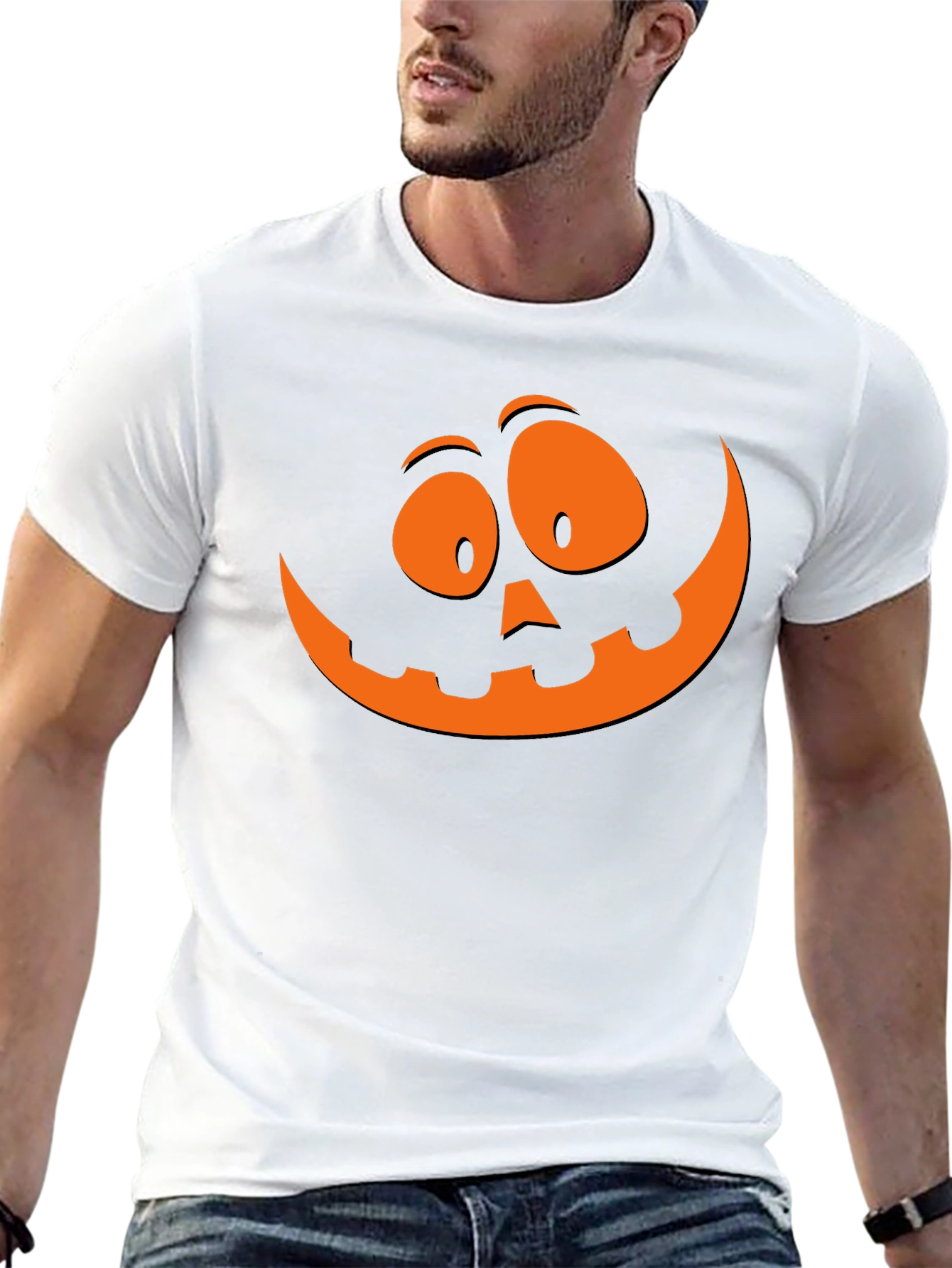 Halloween Pumpkin Face Graphic T-Shirt - Spooky Season Tee