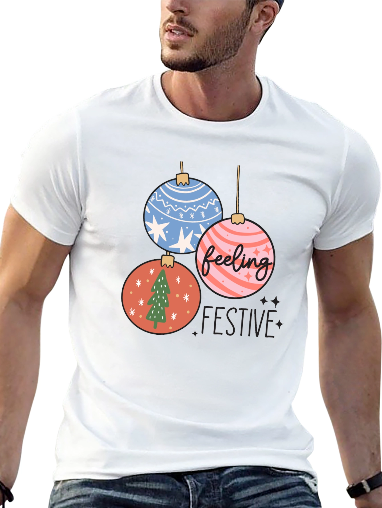 Feeling Festive Christmas Ornament Graphic Tee