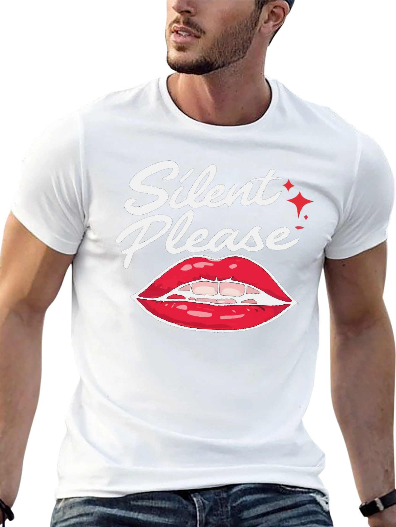 Silent Please Lips Graphic T-Shirt