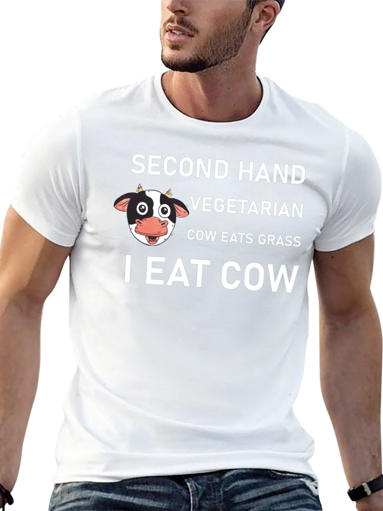 Second Hand Vegetarian I Eat Cow Graphic T-Shirt