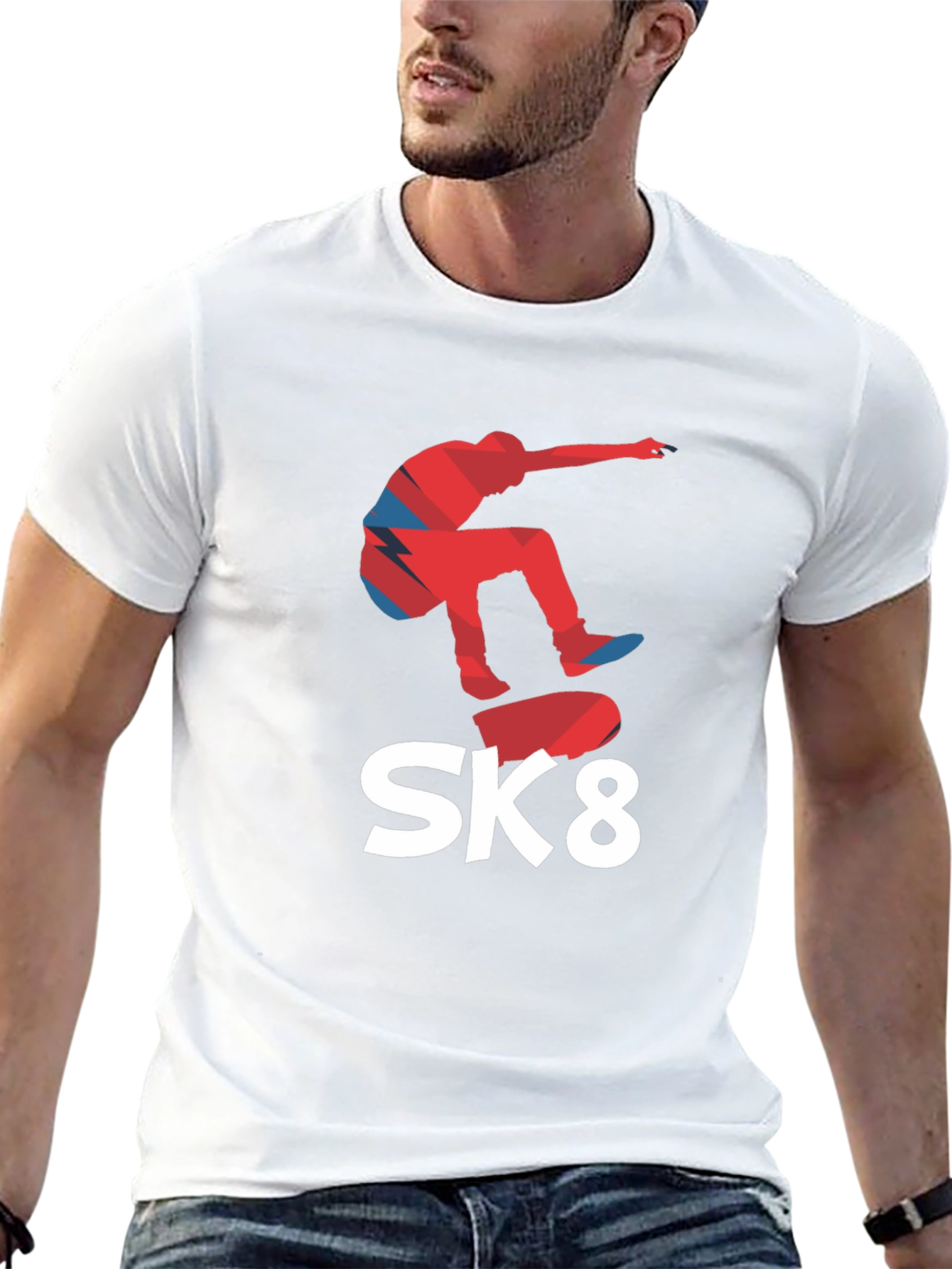 Cool SK8 Skateboarder Graphic Tee - Black