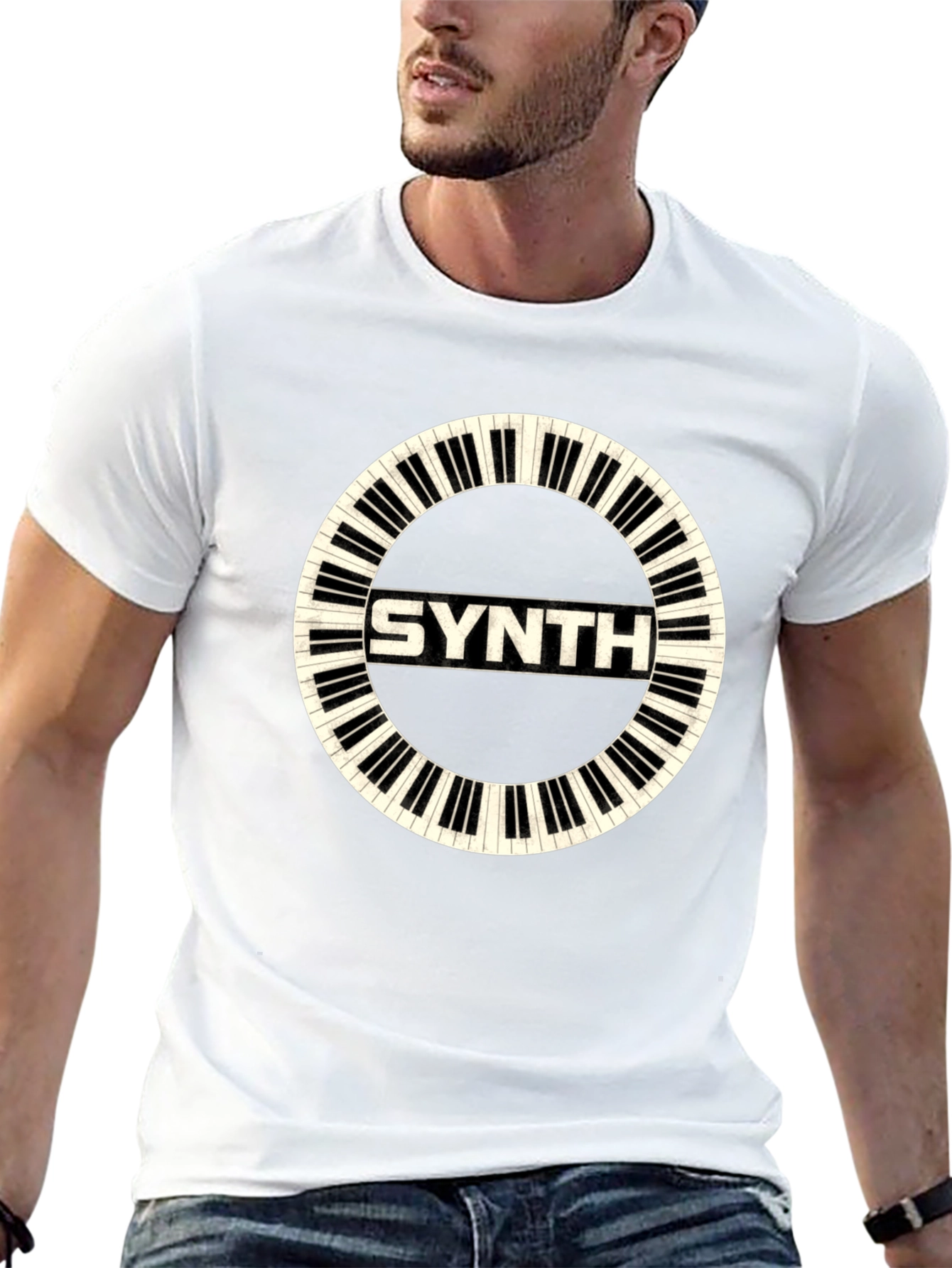 Synth Keyboard Circle T-Shirt - Musical Style