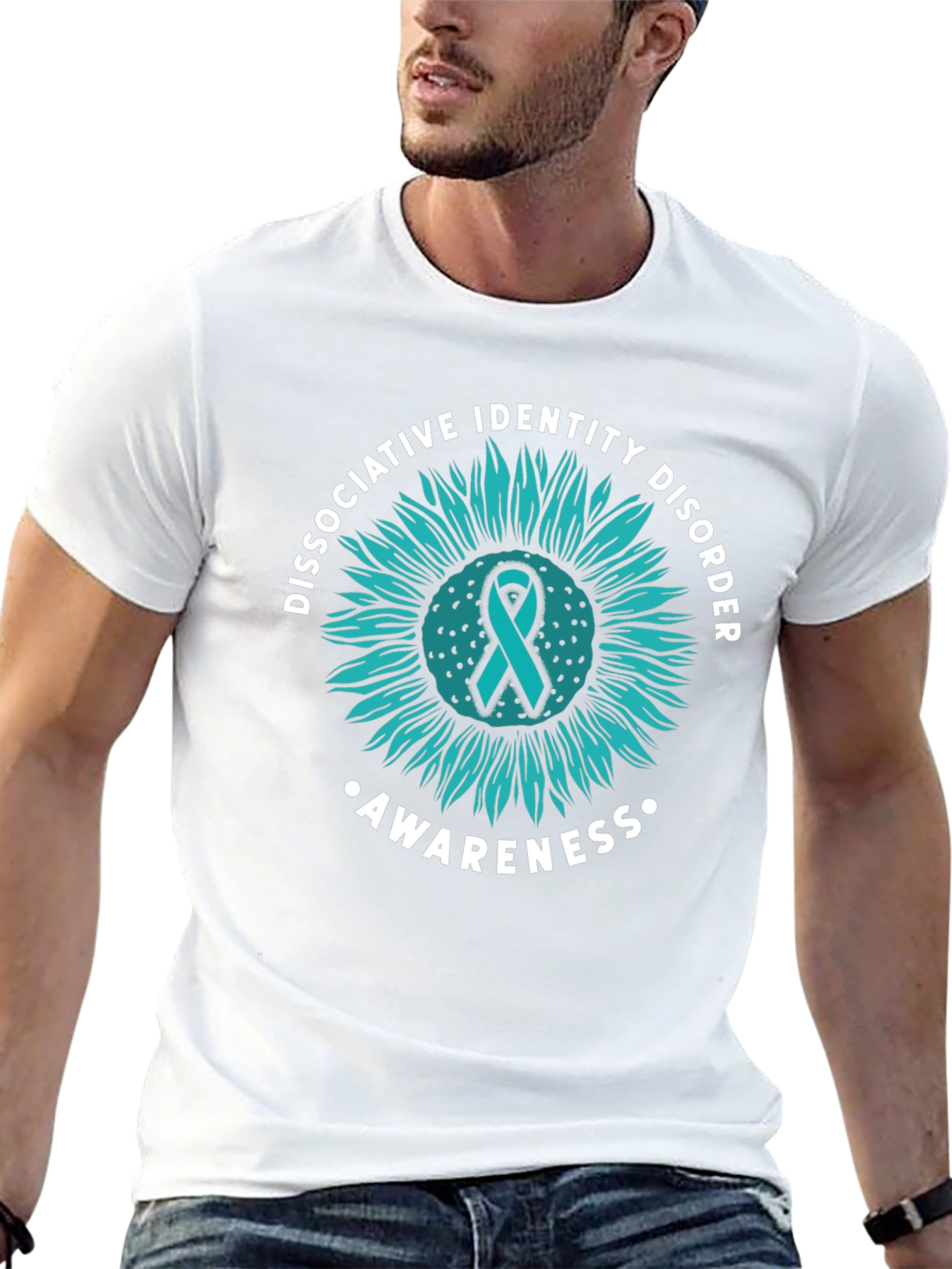 DID Awareness Sunflower Graphic Tee - Black Cotton Blend