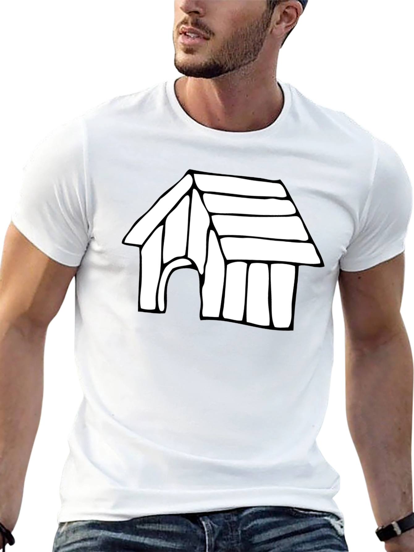 Dog House Graphic Tee - Black Cotton T-Shirt