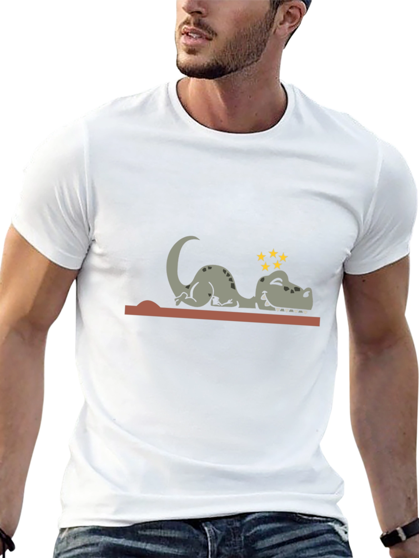 Knocked Out Dino Tee - Hilarious Cartoon T-Shirt