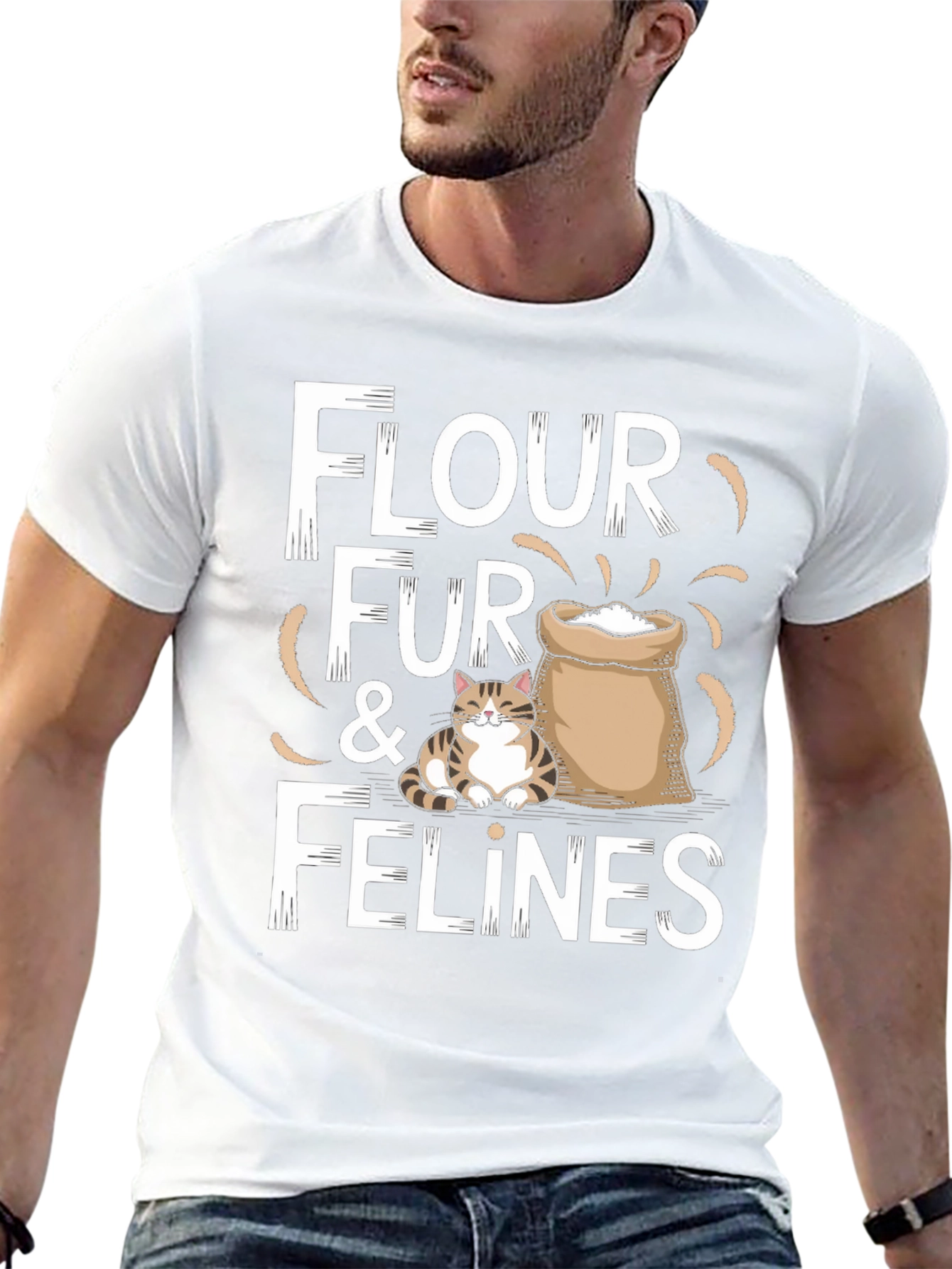 Flour Fur & Felines Funny Cat T-Shirt