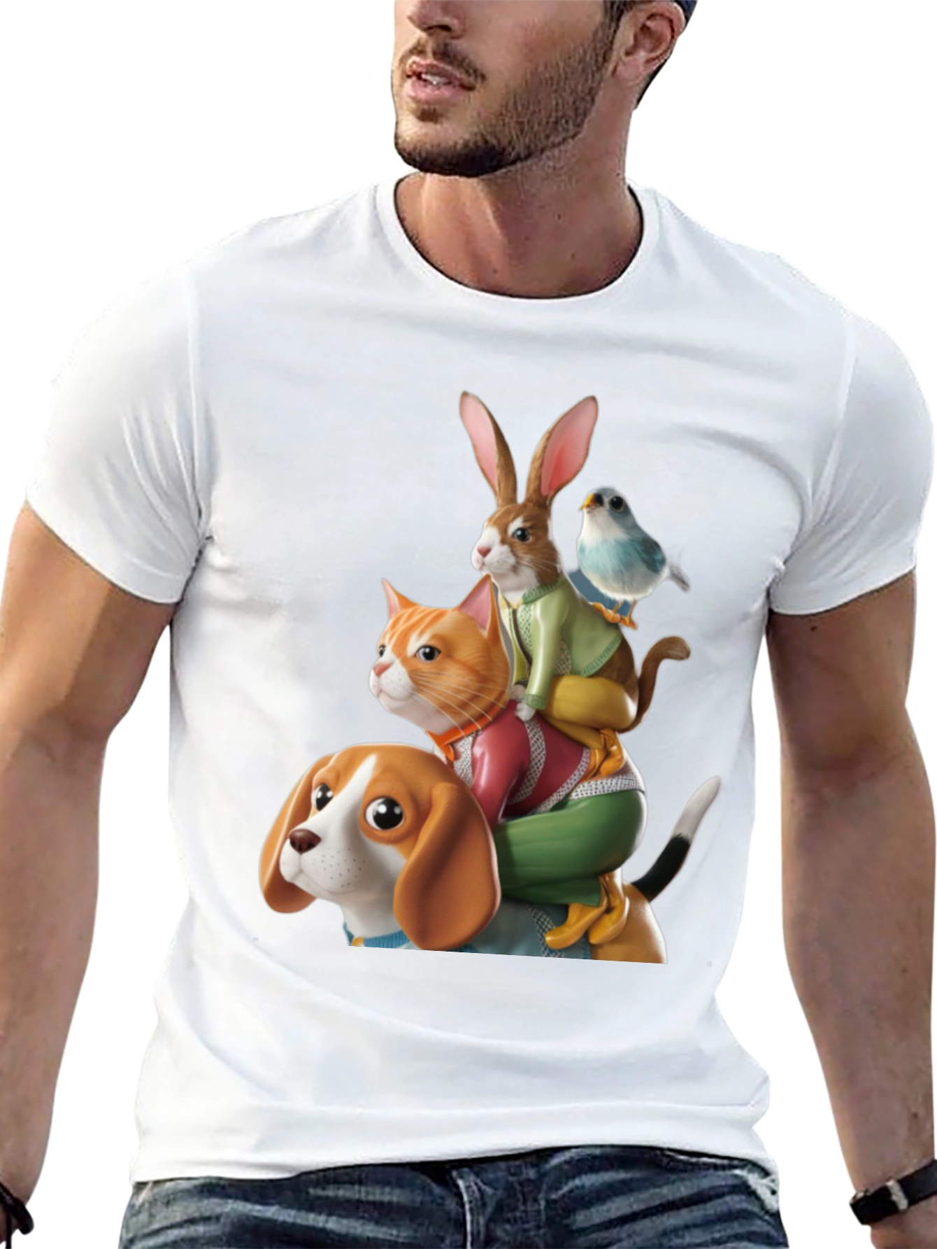 Animal Stack T-Shirt - Whimsical Graphic Tee