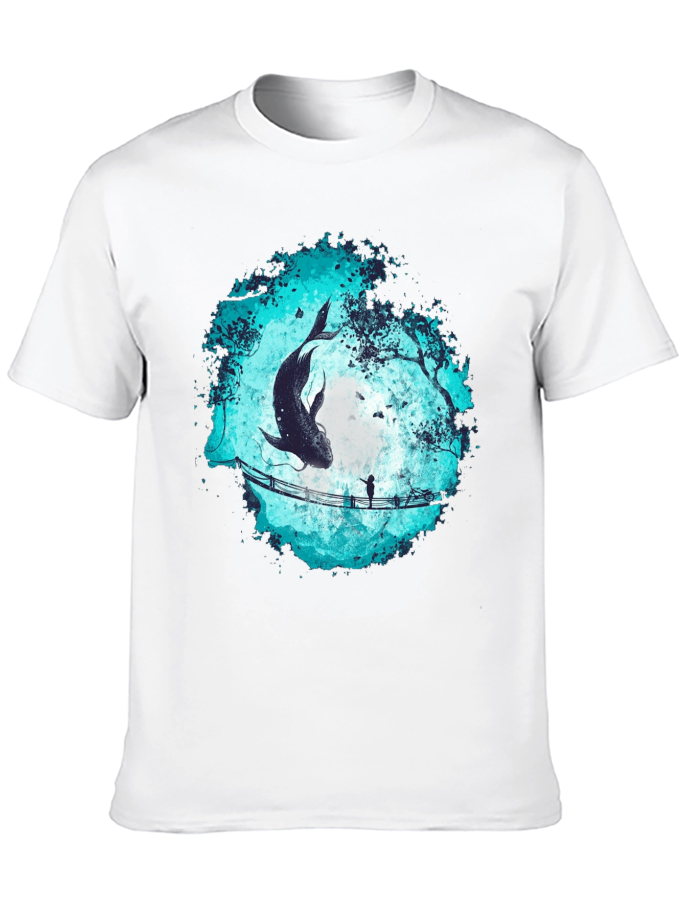 Whimsical Fish Bridge Graphic Tee