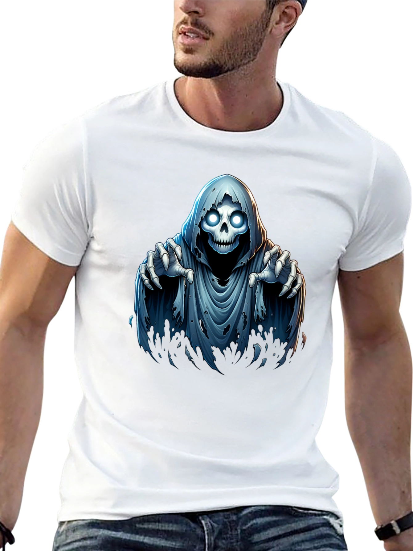 Grim Reaper Graphic T-Shirt - Spooky Halloween Design