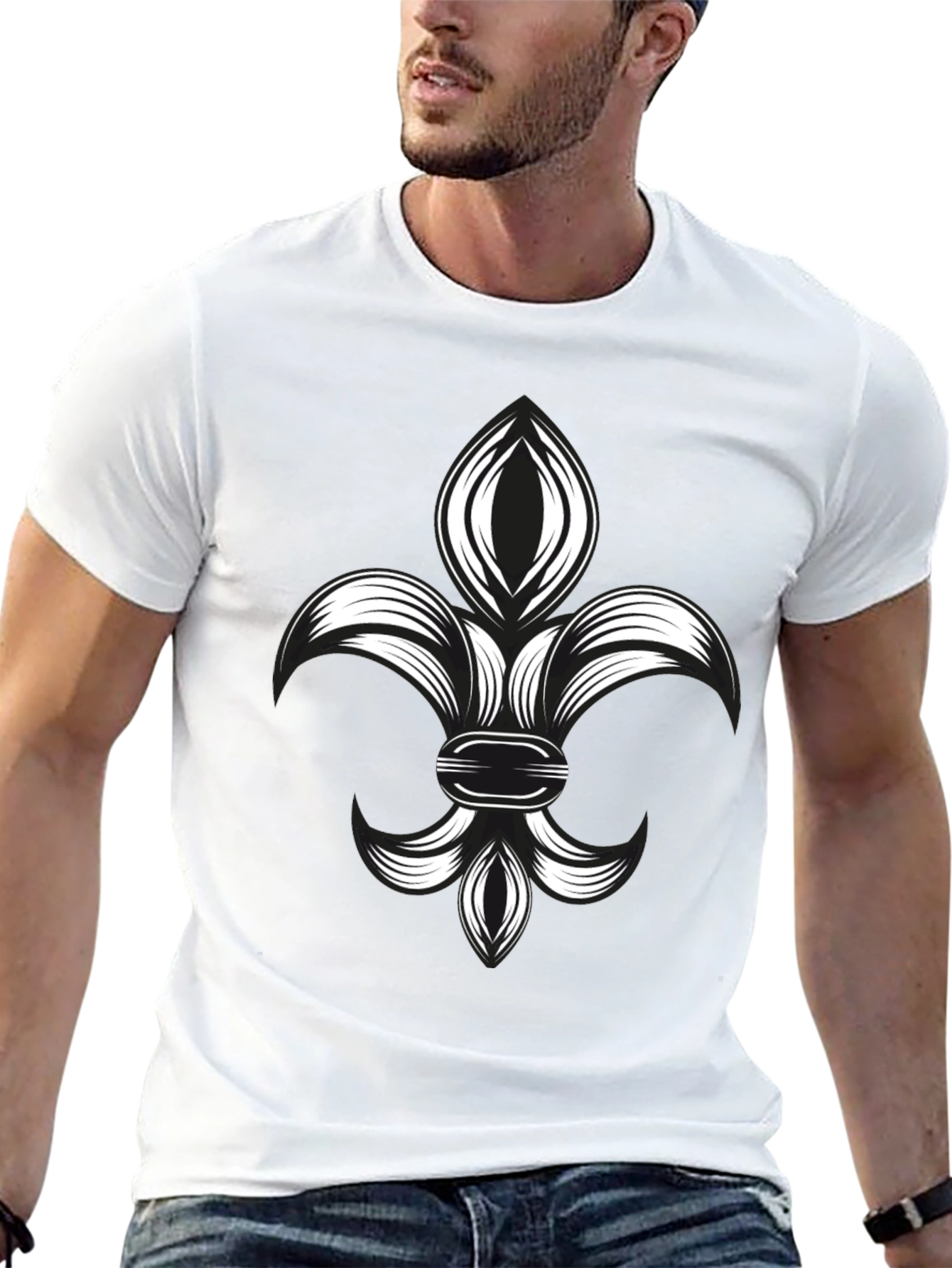 Fleur-de-Lis Graphic Tee - Stylish Black T-Shirt