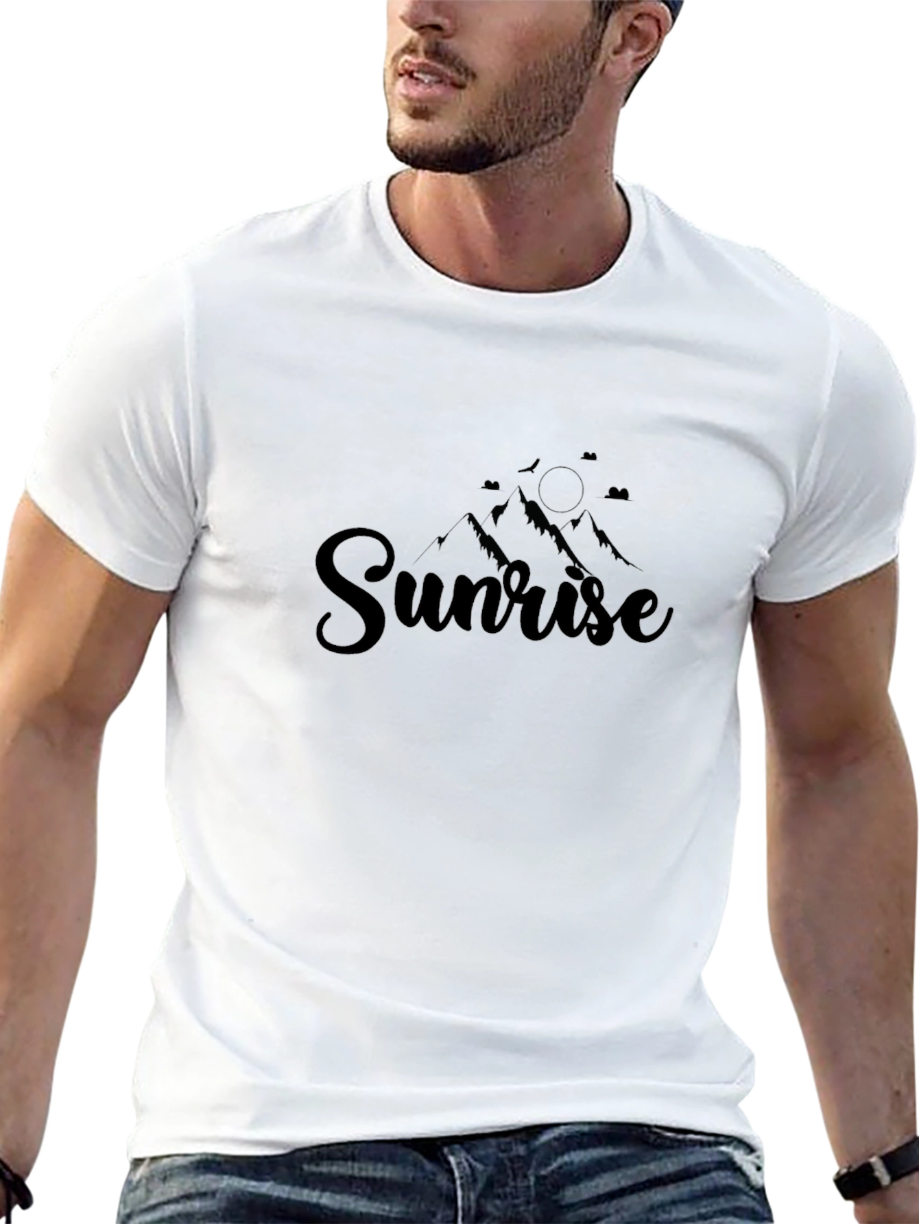 Sunrise Mountain Graphic Tee - Stylish Black T-Shirt