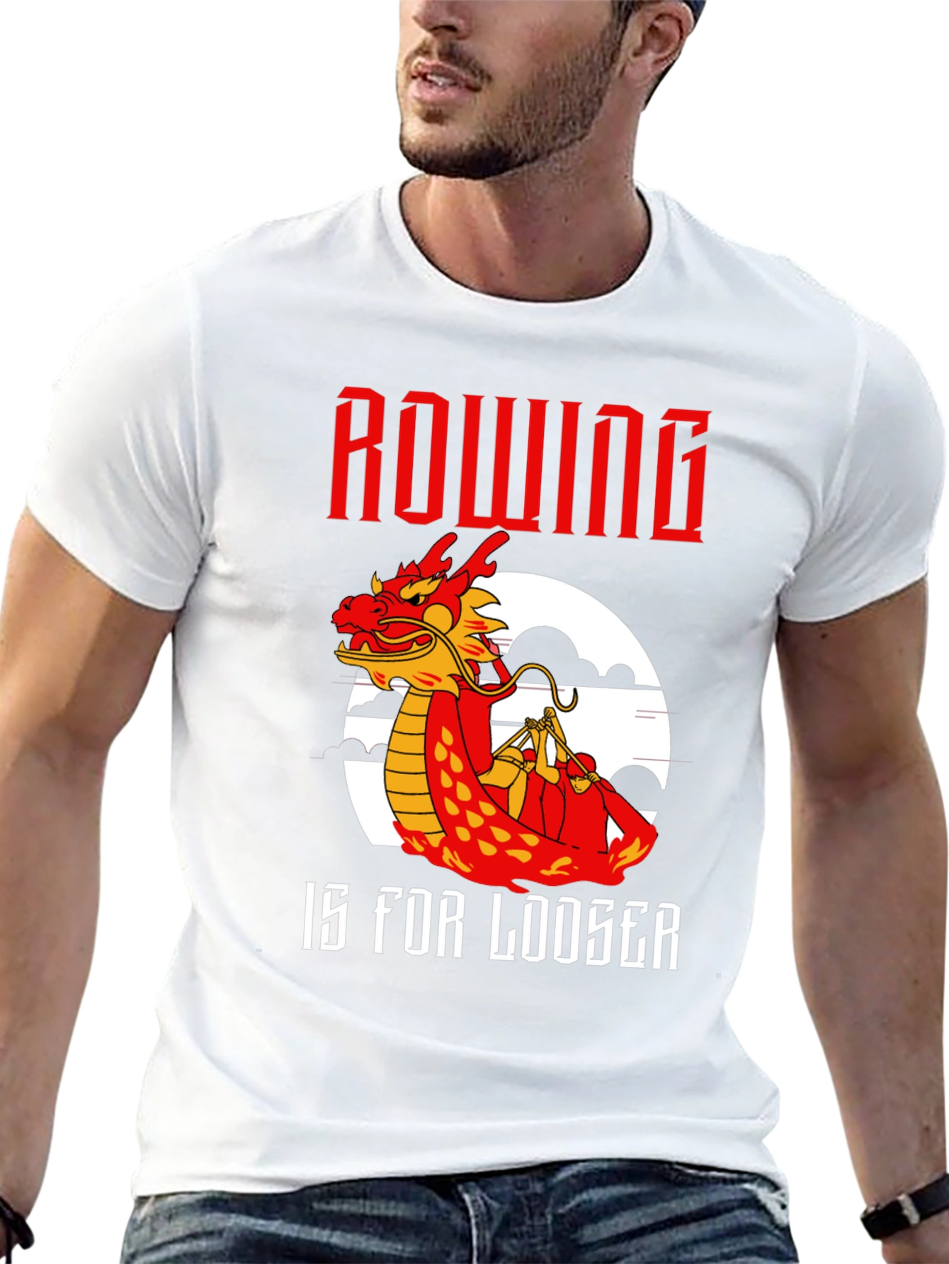 Rowing Dragon T-Shirt - Humorous Loose Fit Tee
