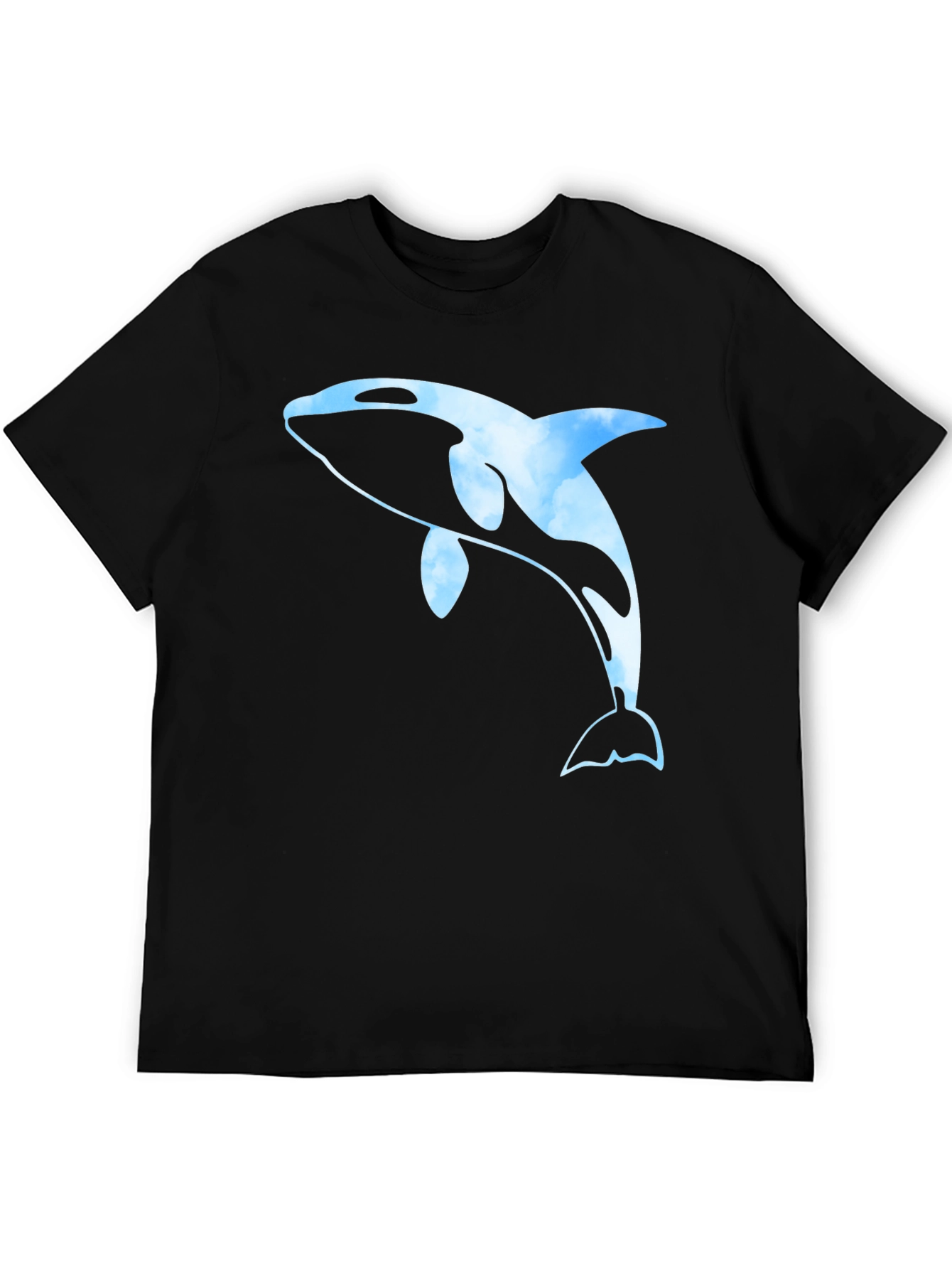 Orca Whale Cloud Print Mens Black T-Shirt