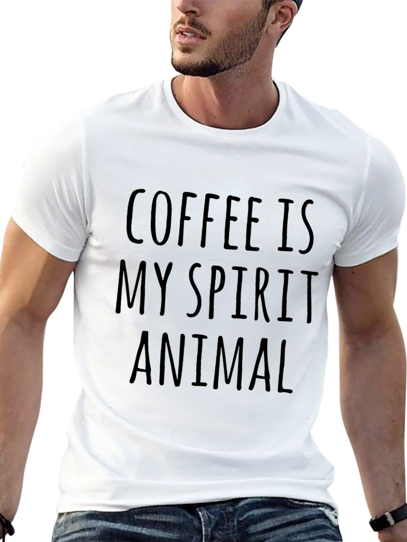 Coffee Is My Spirit Animal Graphic T-Shirt - Black