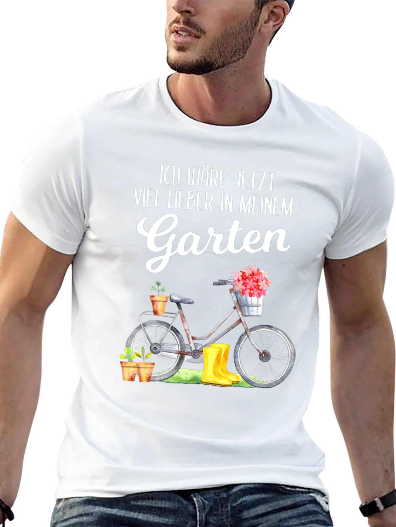 Gardening T-Shirt - Bicycle & Boots Design