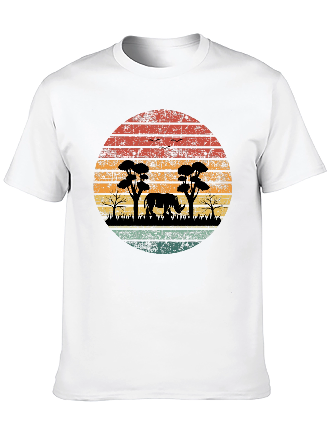 Retro African Safari Rhino T-Shirt
