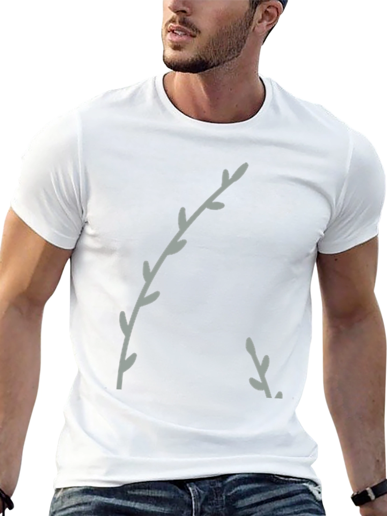 Minimalist Branch Print Black T-Shirt