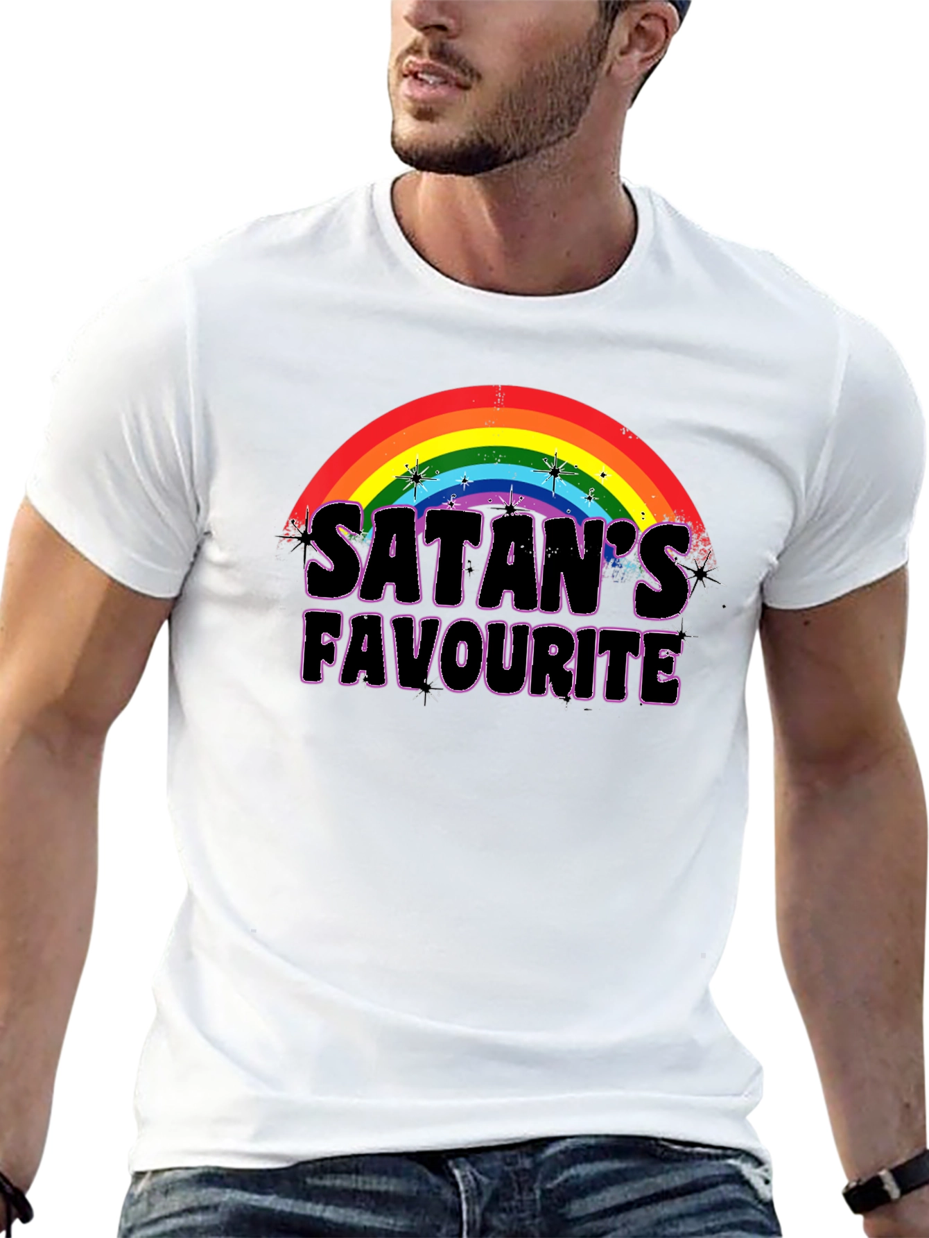 Satans Favorite Rainbow Graphic T-Shirt