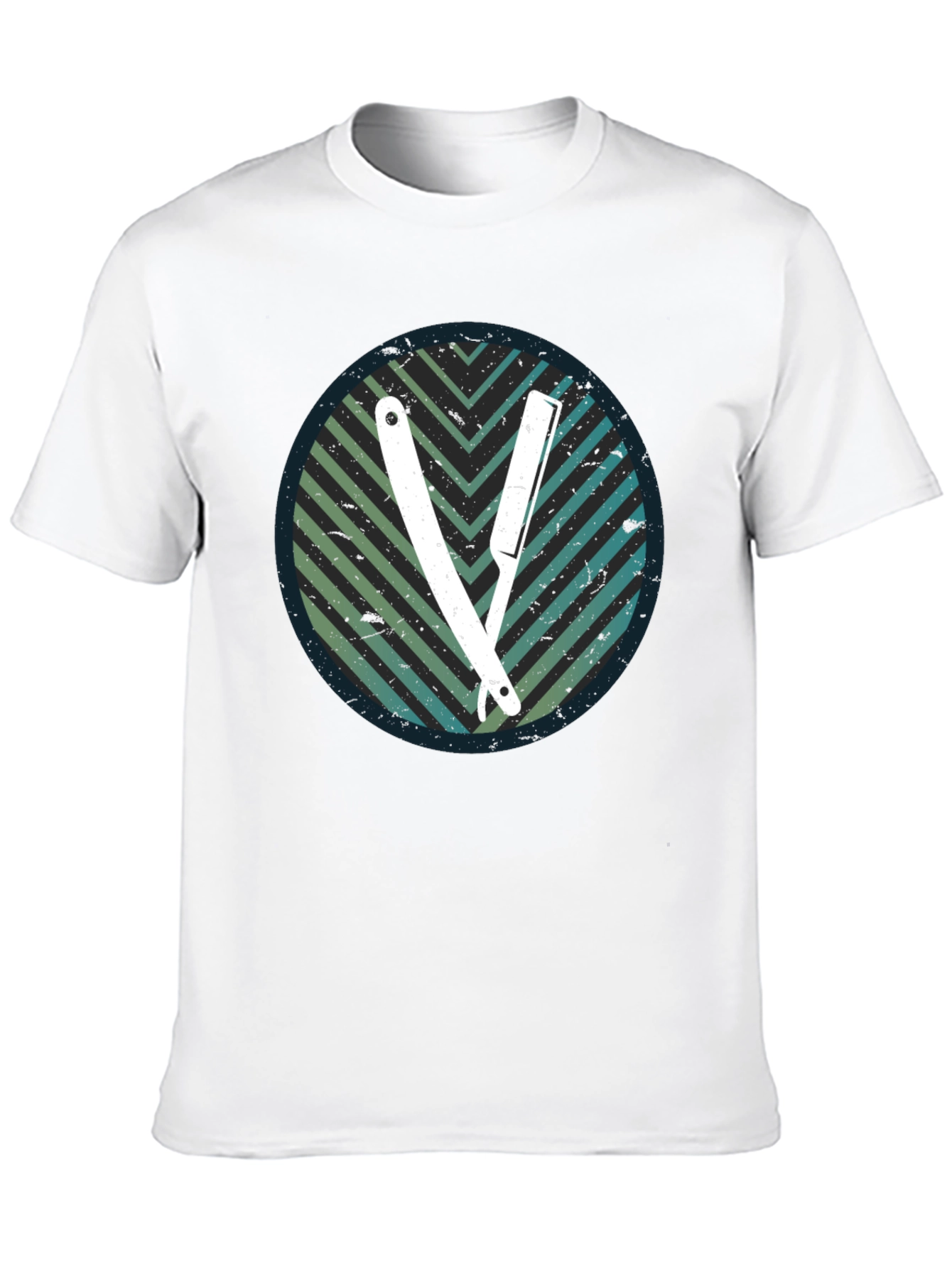 Retro Barber Razor Tee - Mens Graphic T-Shirt