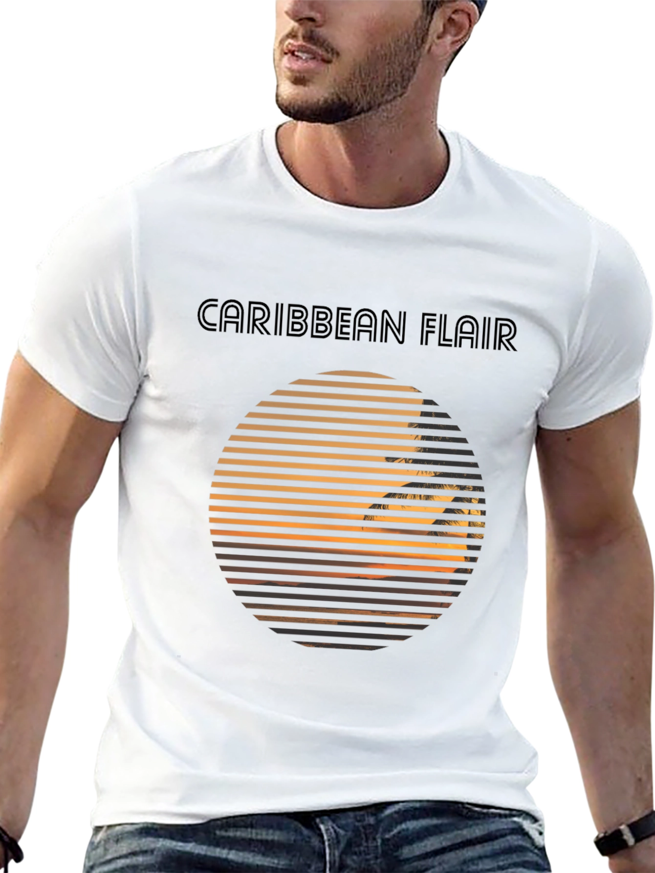 Caribbean Flair Graphic Black T-Shirt