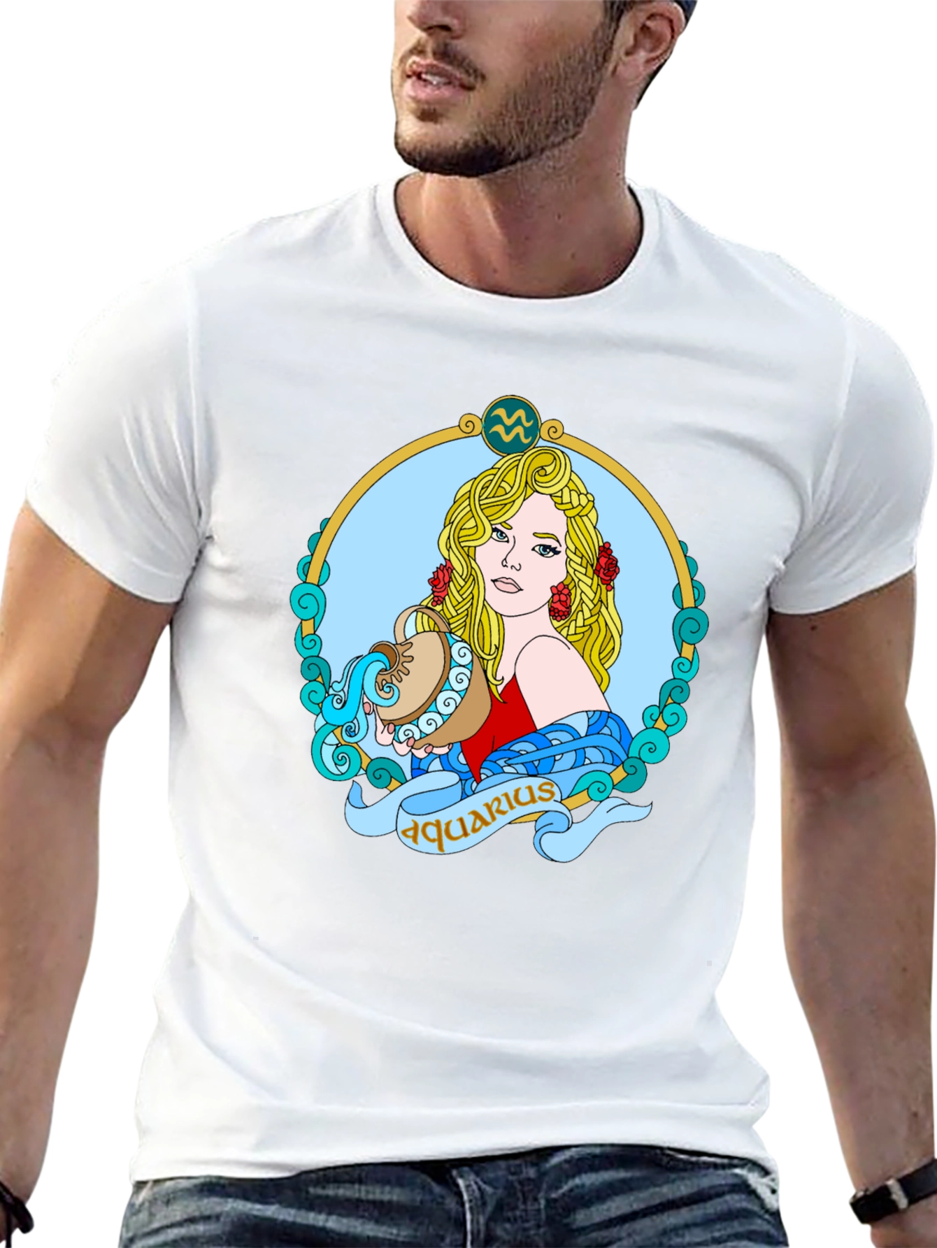 Aquarius Zodiac T-Shirt - Unique Astrological Design