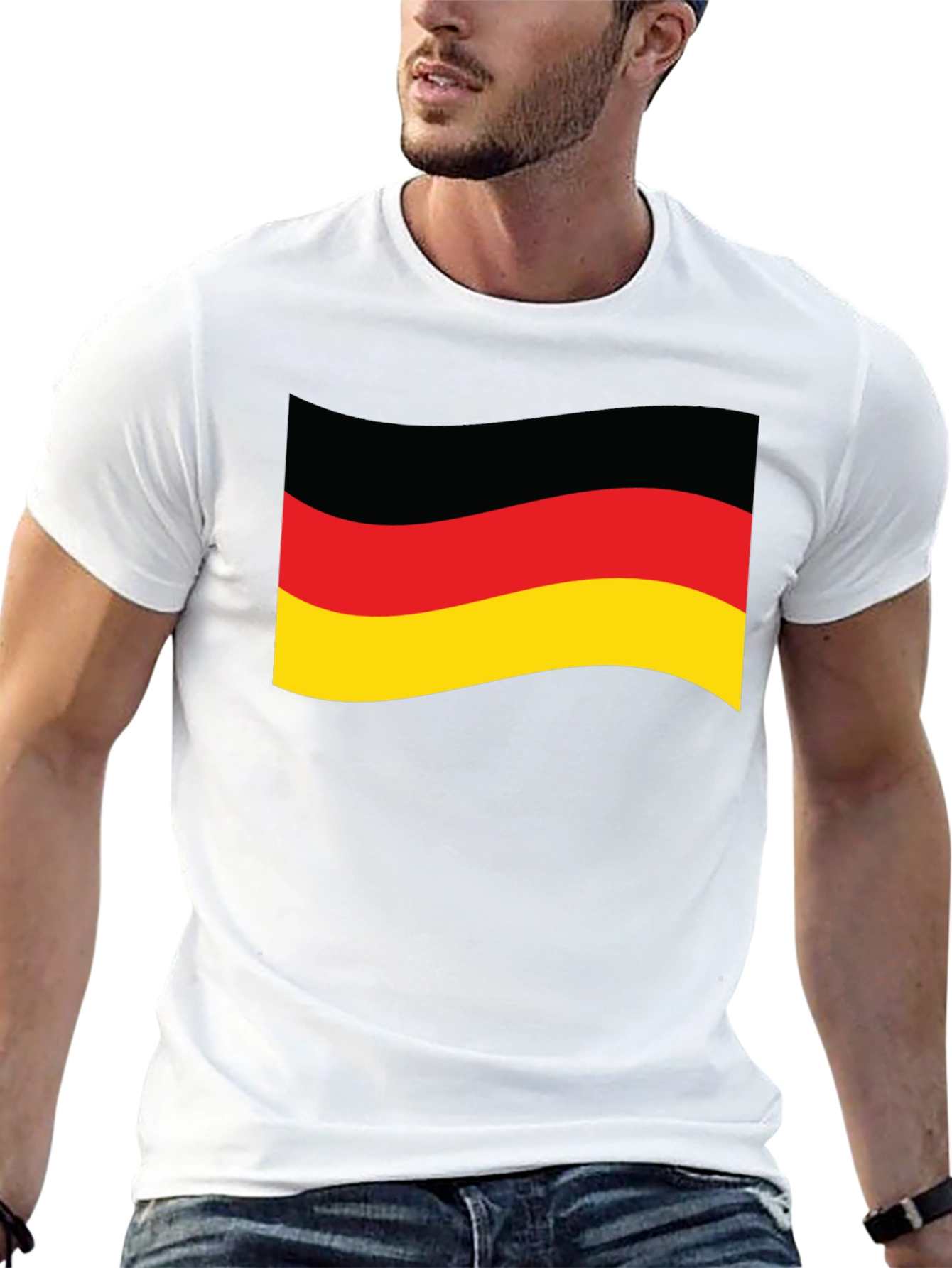 German Flag Graphic Tee - Black Cotton Shirt