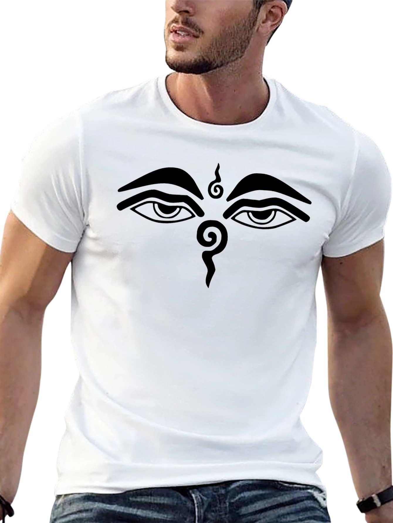 Buddha Eyes Graphic Tee - Black Crew Neck