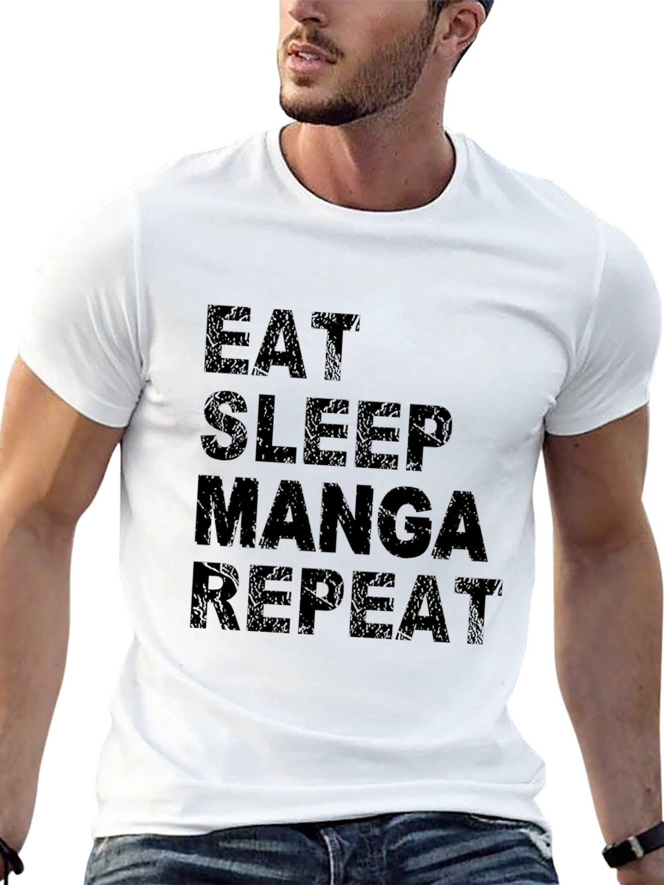 Eat Sleep Manga Repeat T-Shirt - Black Casual Tee