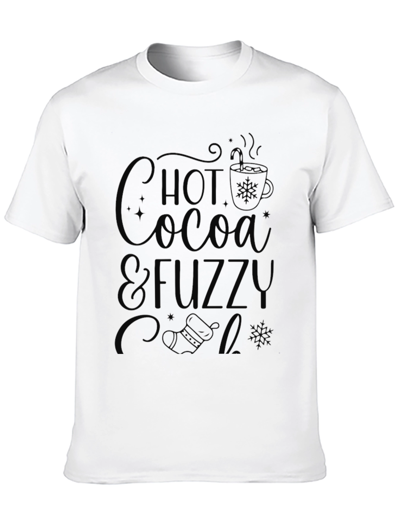 Hot Cocoa & Fuzzy Socks Black T-Shirt