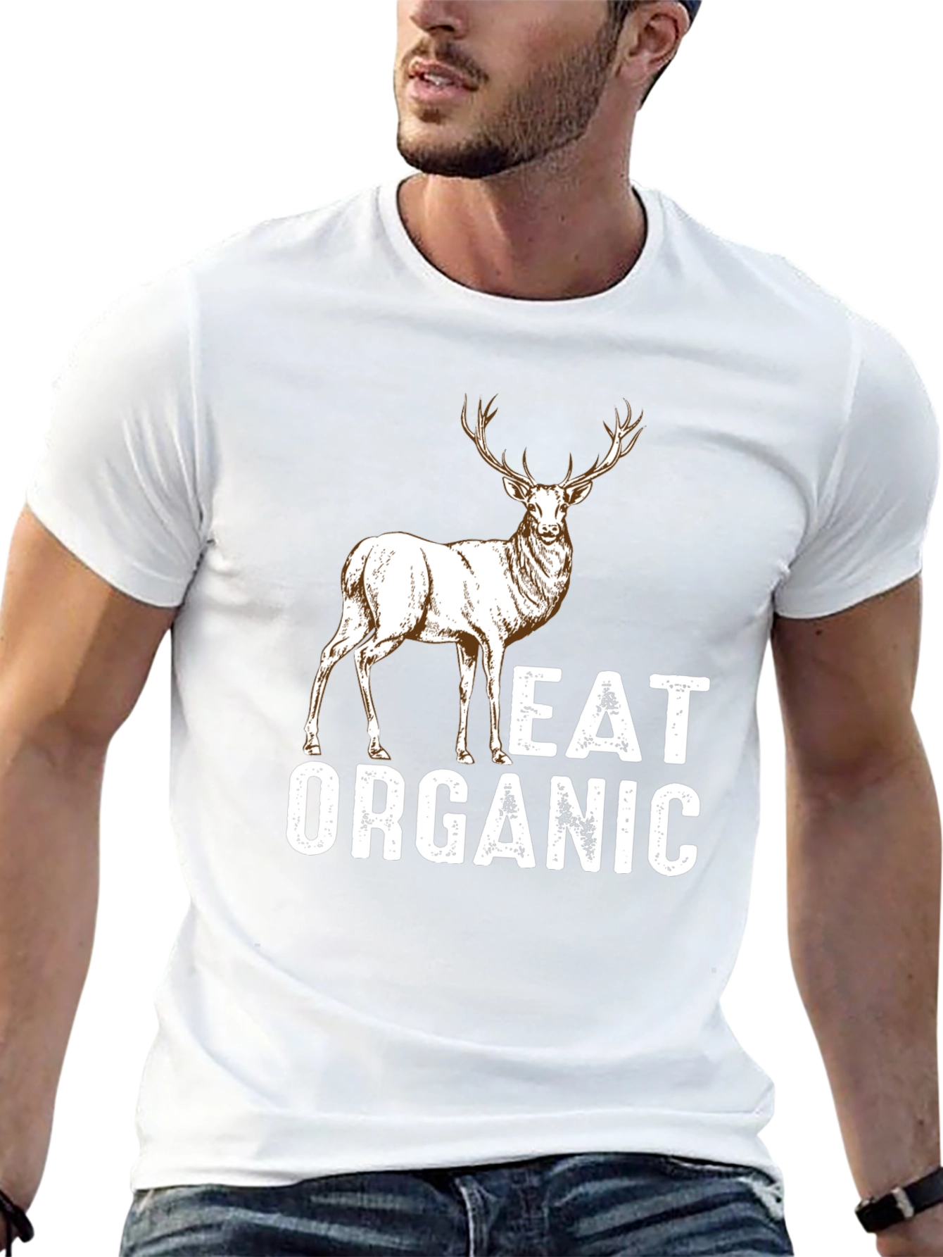 Eat Organic Deer Graphic T-Shirt - Mens
