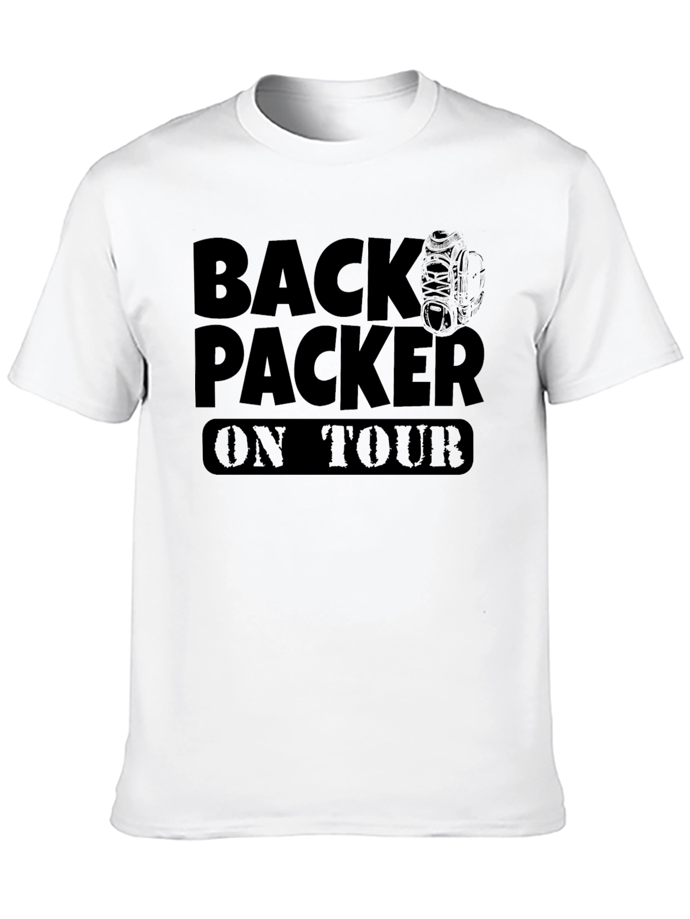 Backpacker On Tour Black Graphic T-Shirt